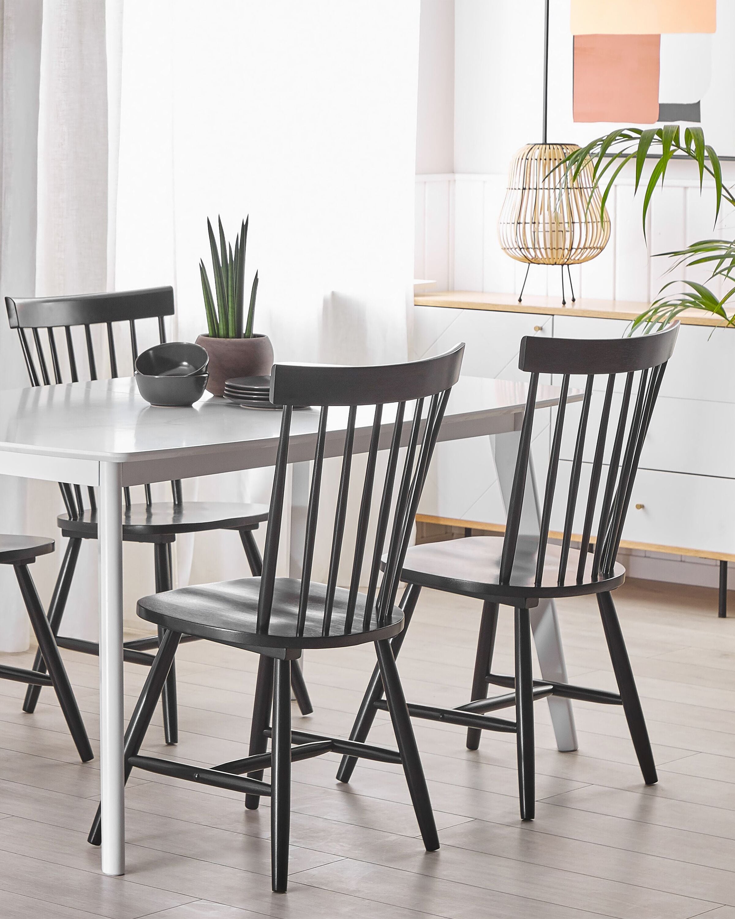 Scaun dining - Set de 2 scaune dining BURGES Lemn Negru
