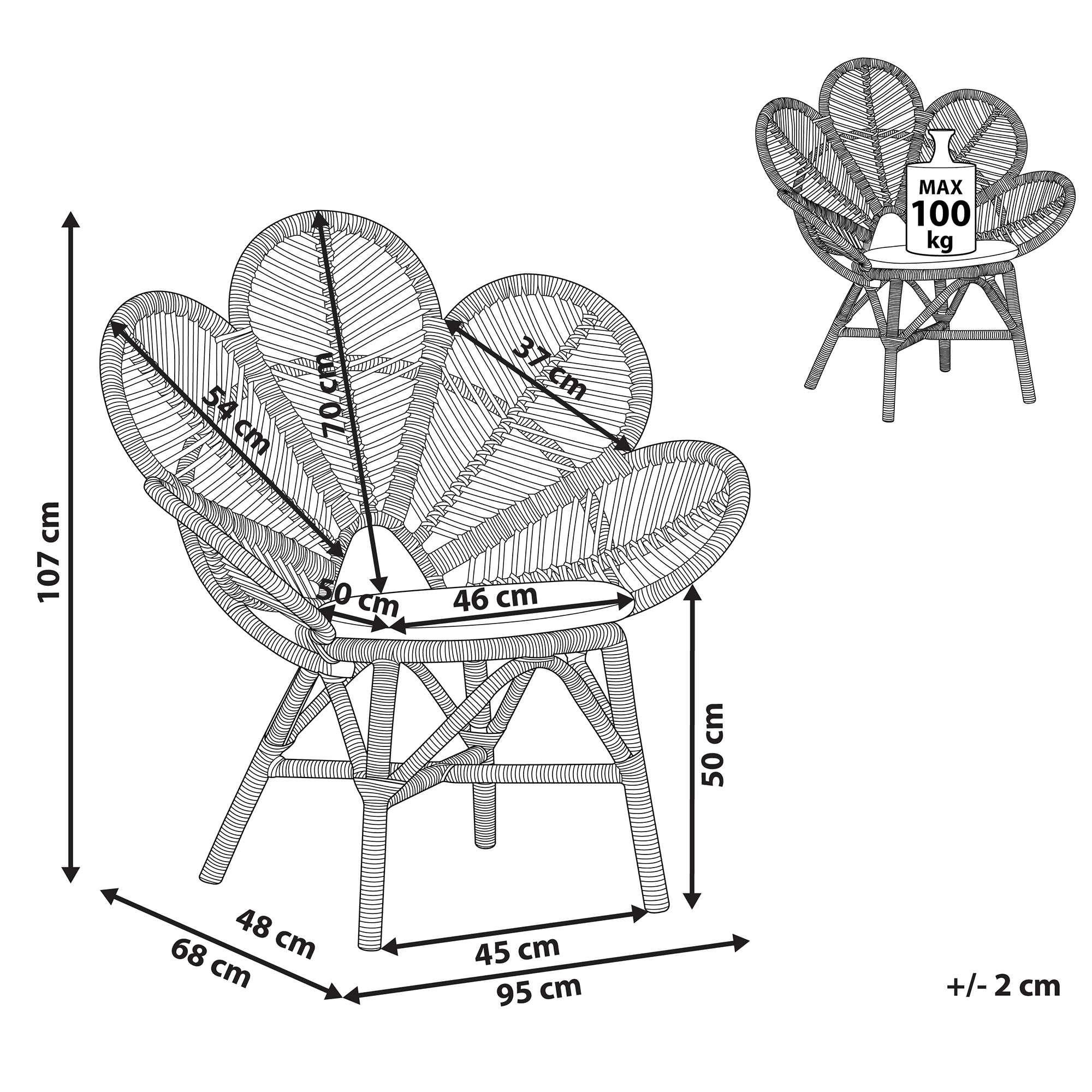 Scaun tip păun FLORENTINE Ratan Natural [3]