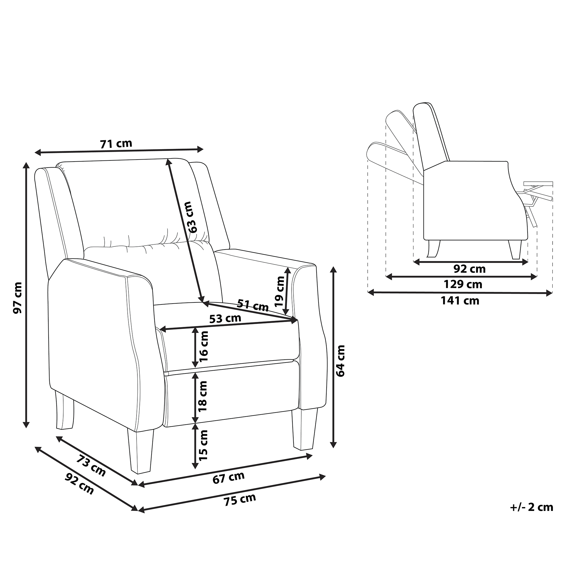 Fotoliu cu recliner EGERSUND Catifea Taupe [3]