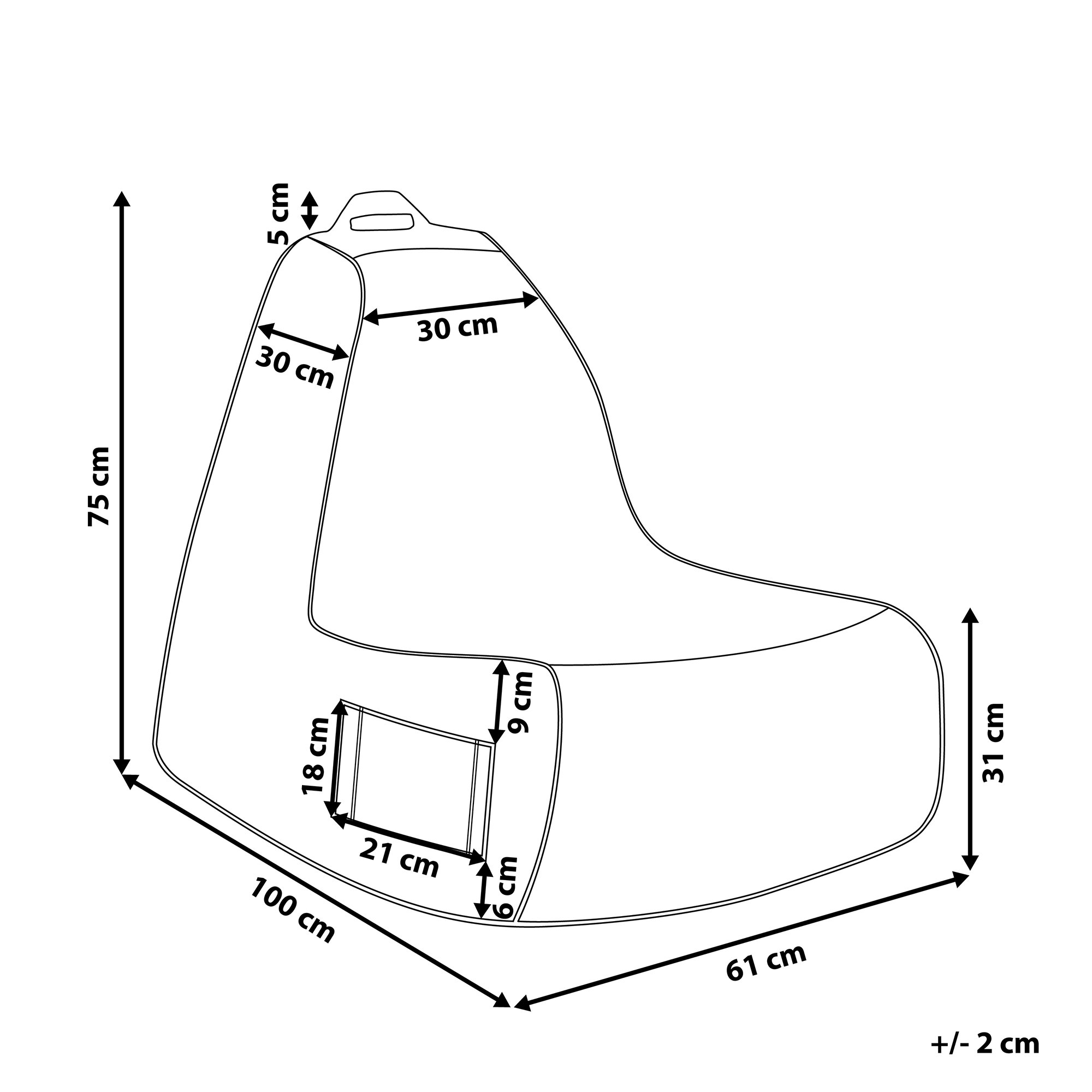 Fotoliu puf 200 L SIESTA 61 cm 100 cm Negru [3]