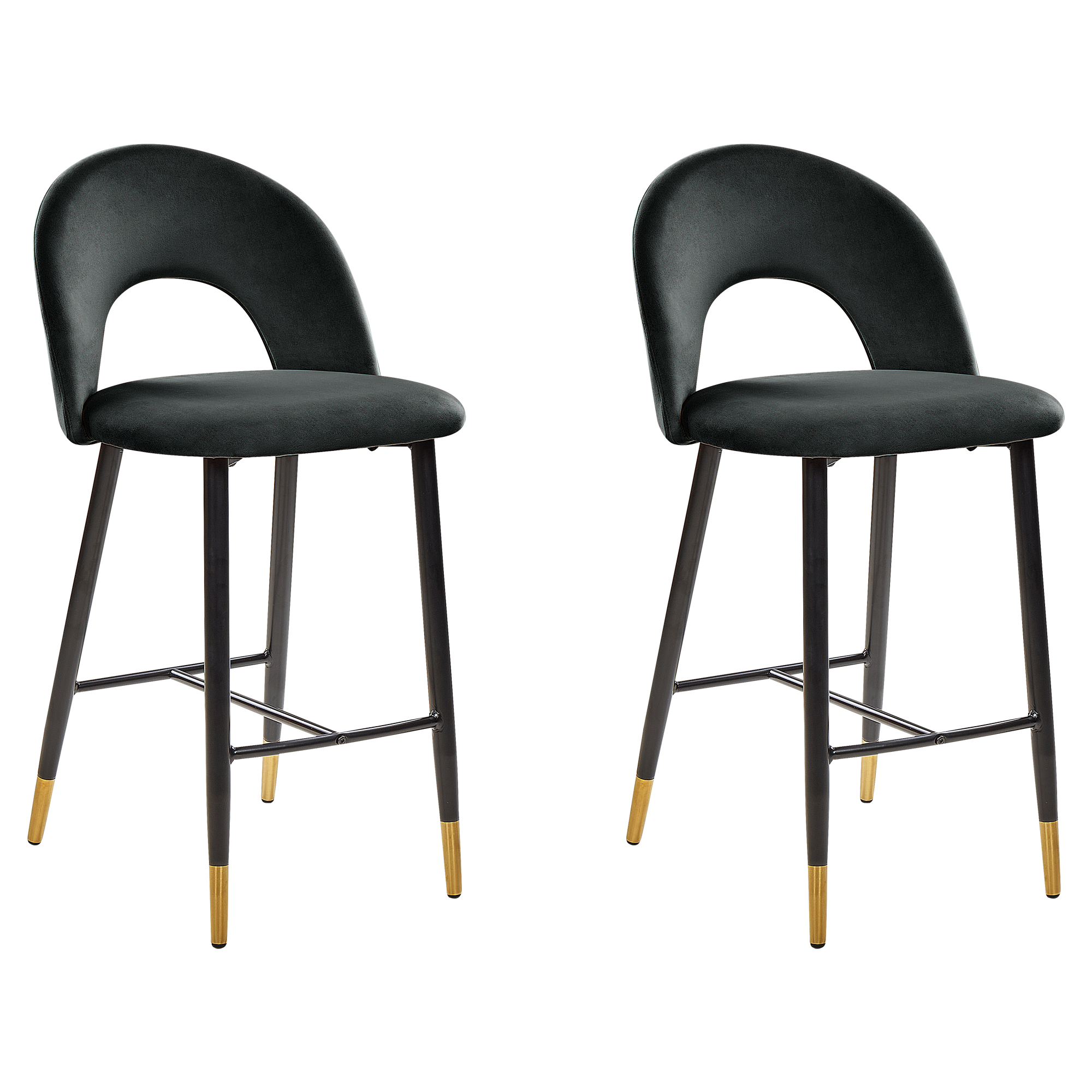 Set of 2 bar chairs FALTON Velvet Black [2]