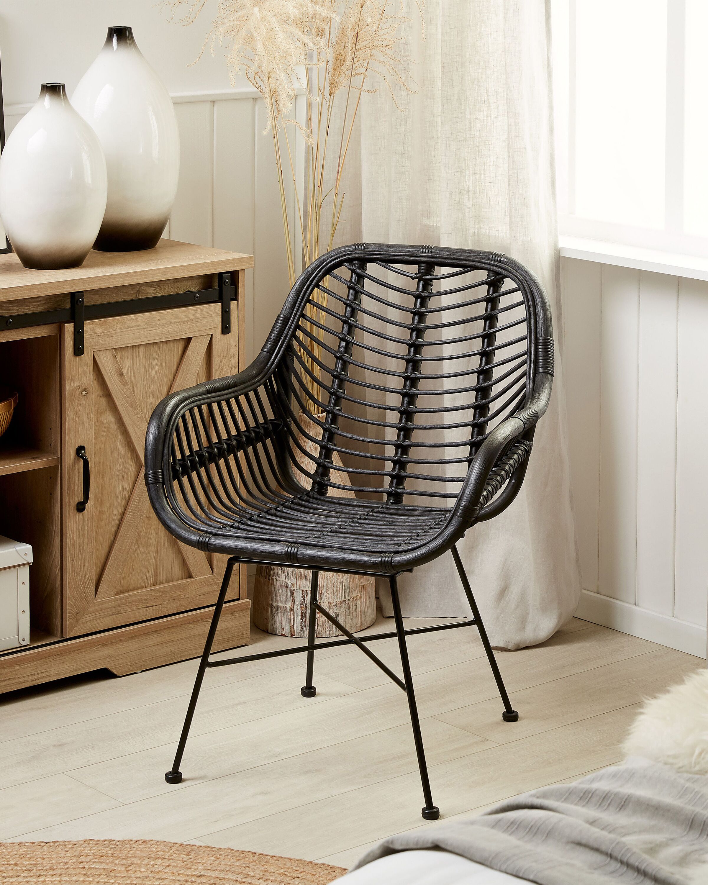 Scaun dining - Dining chair CANORA Black Rattan