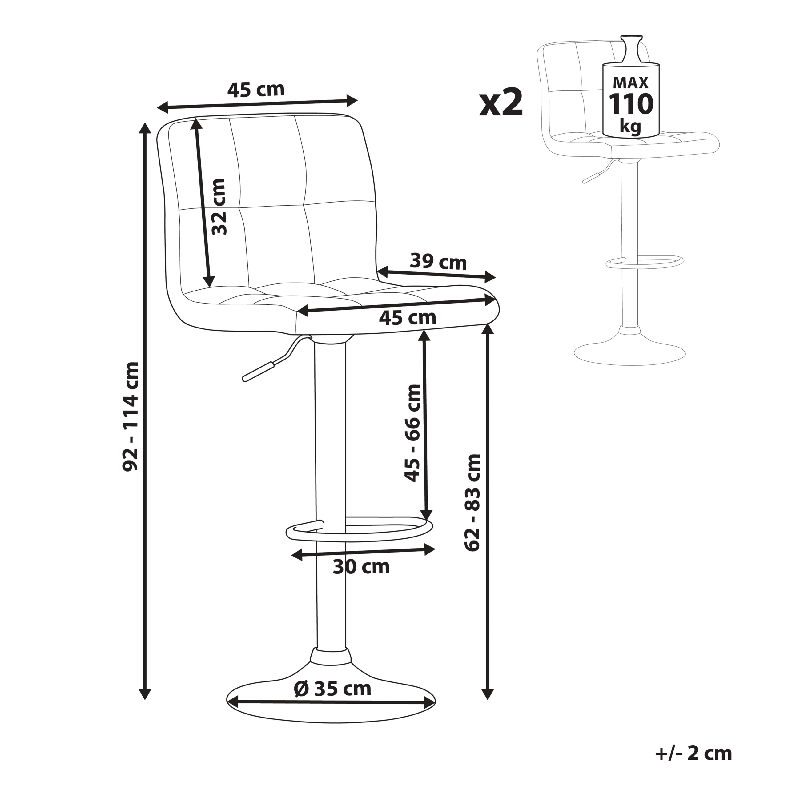 Set de 2 scaune de bar MARION Pivotant Bej deschis [3]
