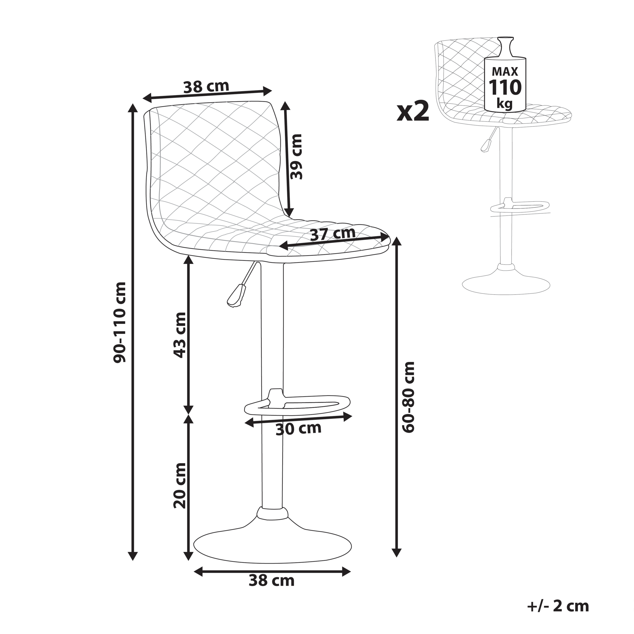 Set of 2 ORLANDO bar stools Swivel Black [3]