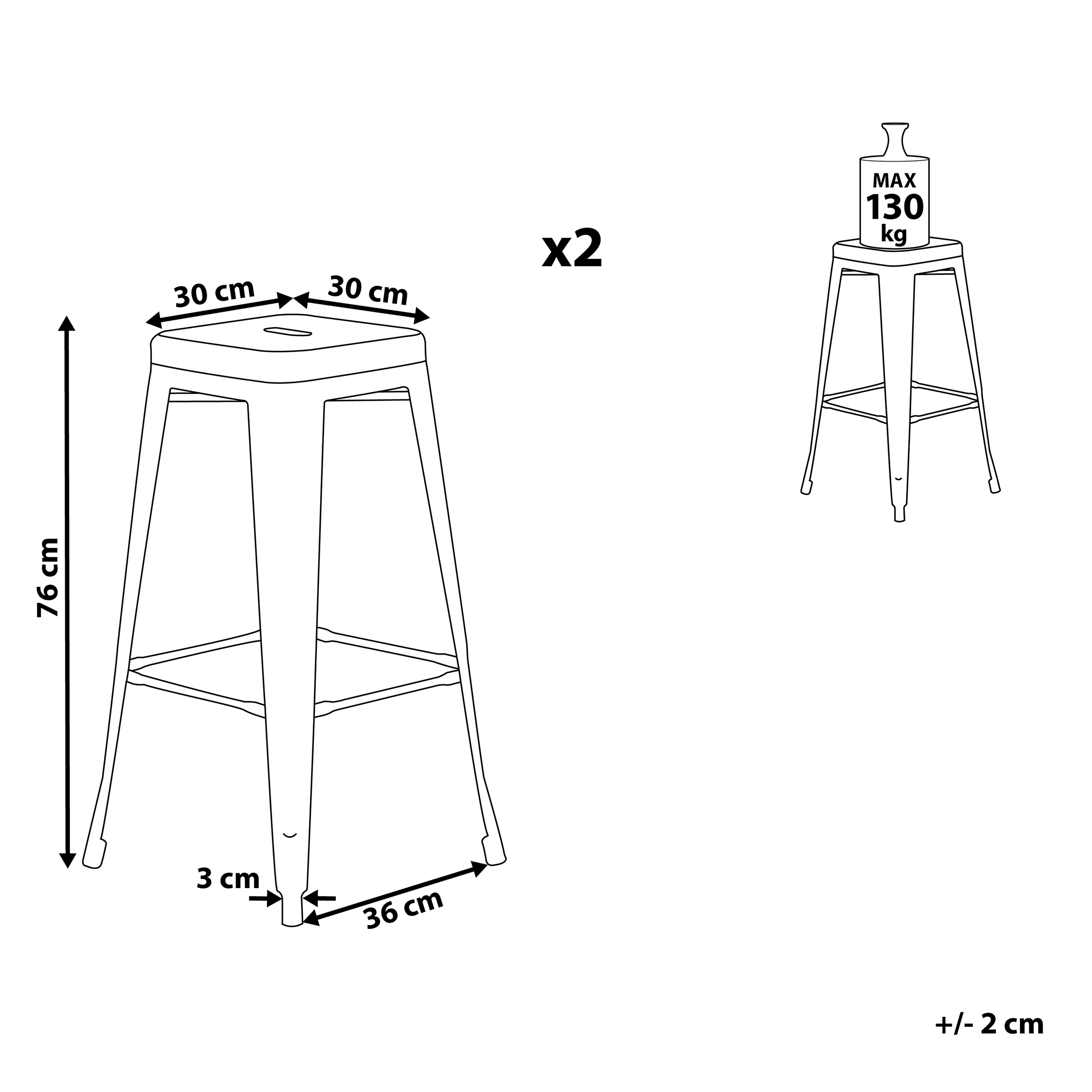 CABRILLO bar chair set of 2 Metal Black [3]