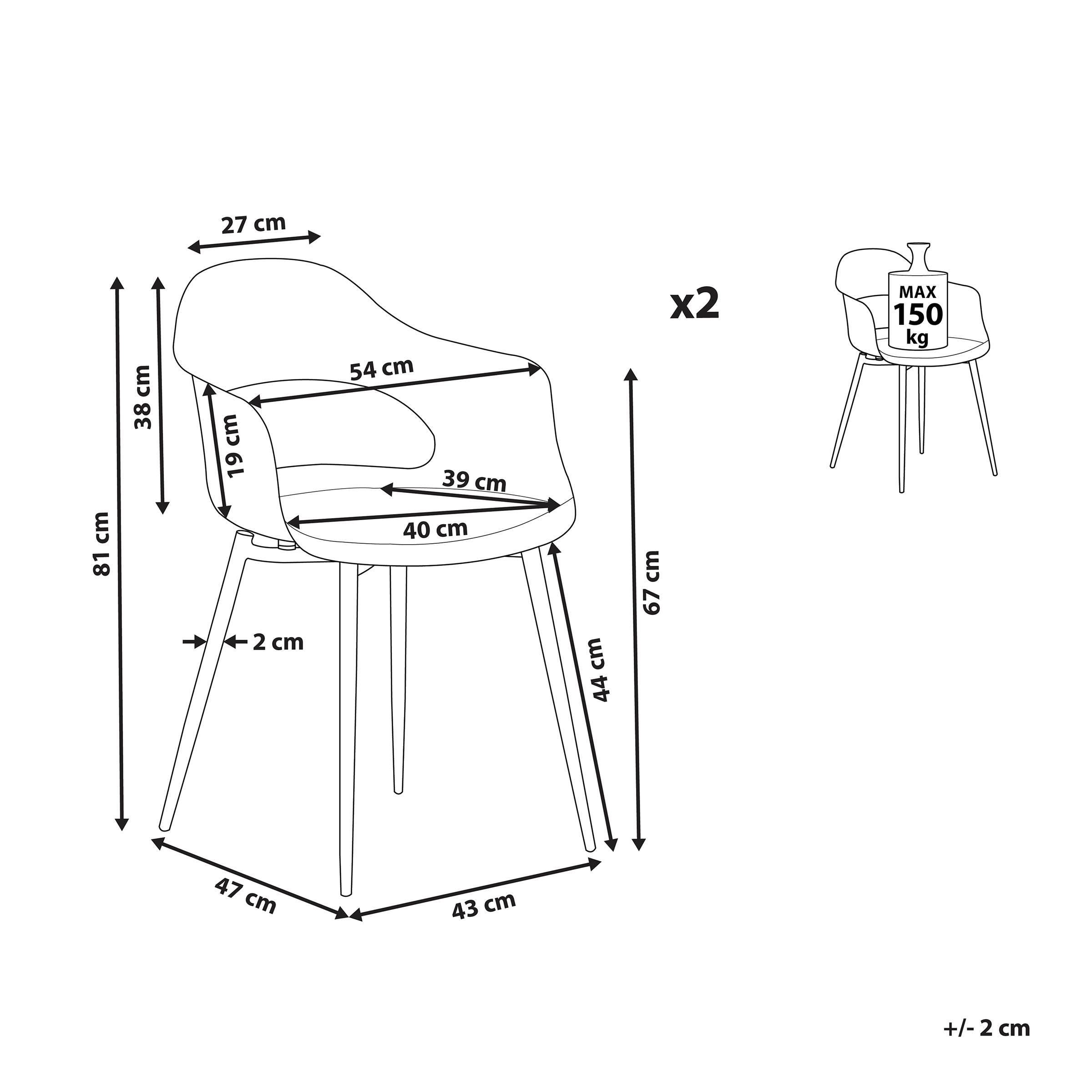 Set of 2 Dining Chairs UTICA White [2]