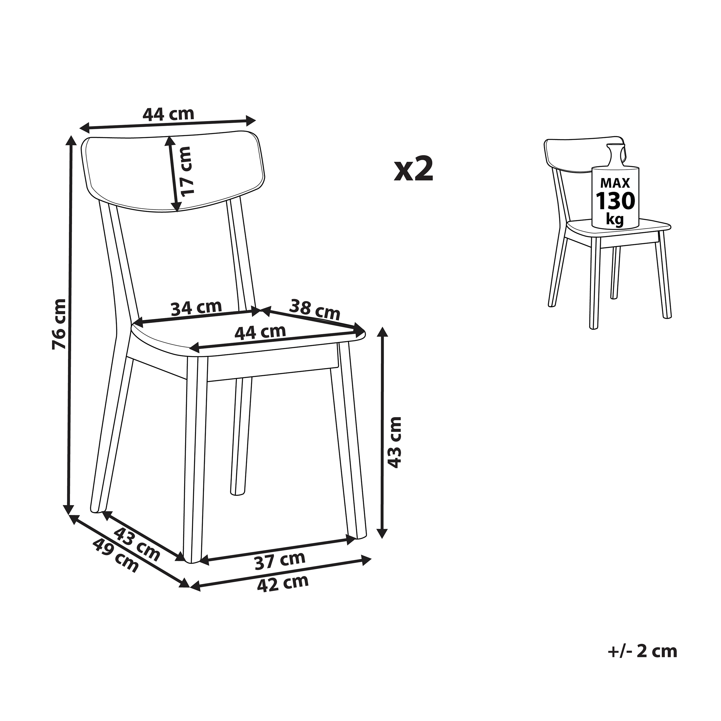 Set de 2 scaune dining SANTOS Alb [3]