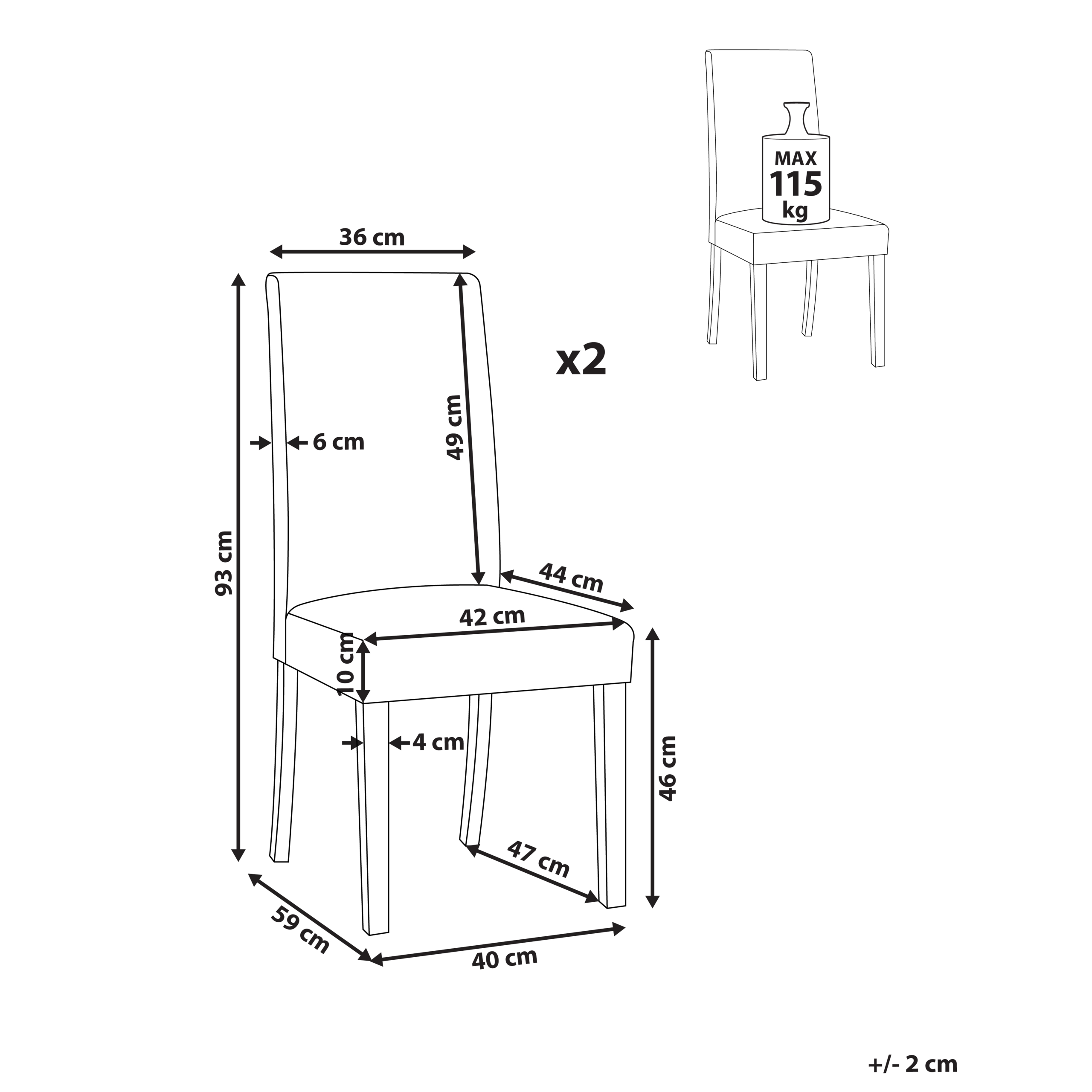 Set de 2 scaune dining BROADWAY  Gri închis [3]