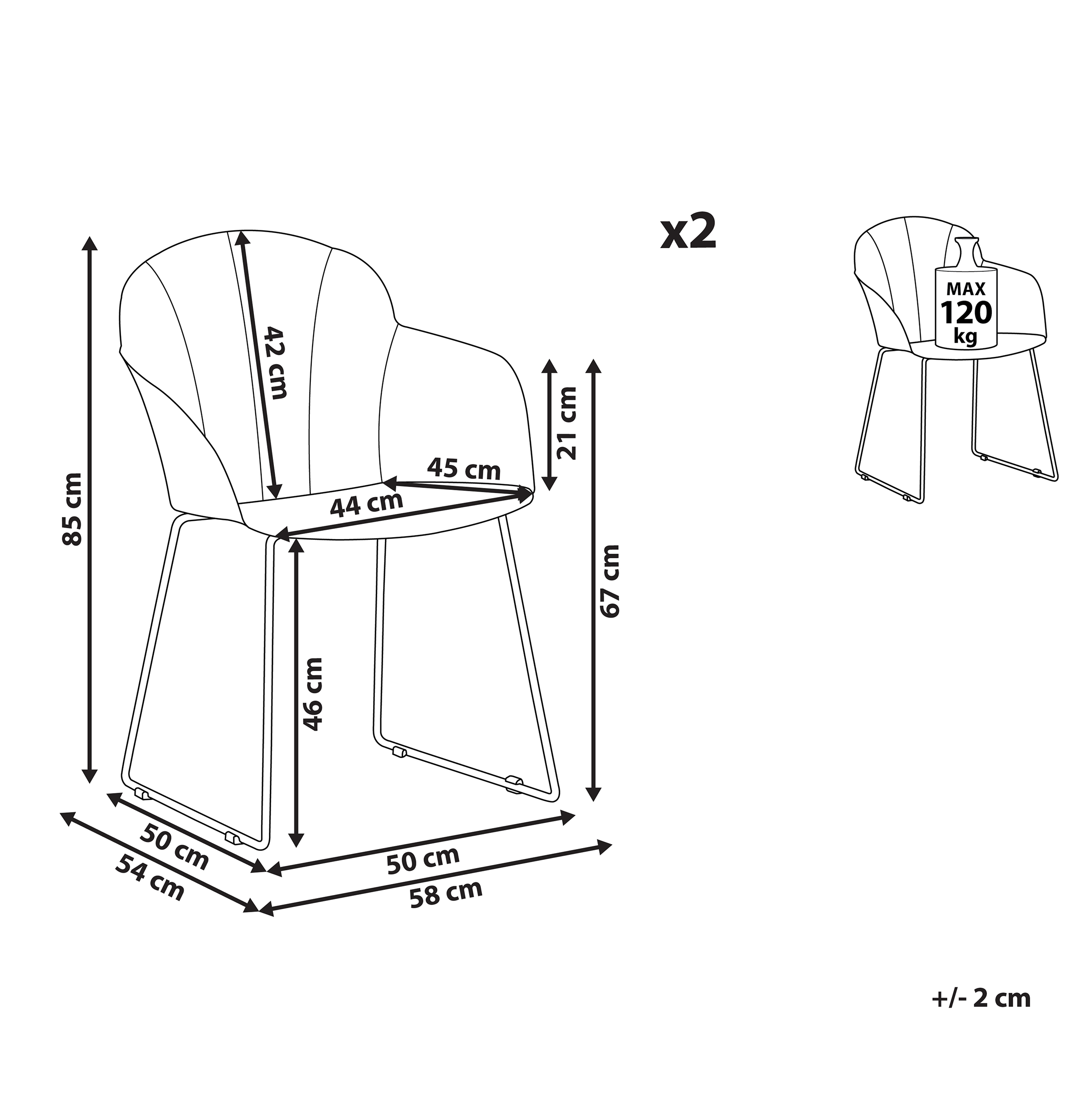 Set de 2 scaune dining SYLVA Alb [3]