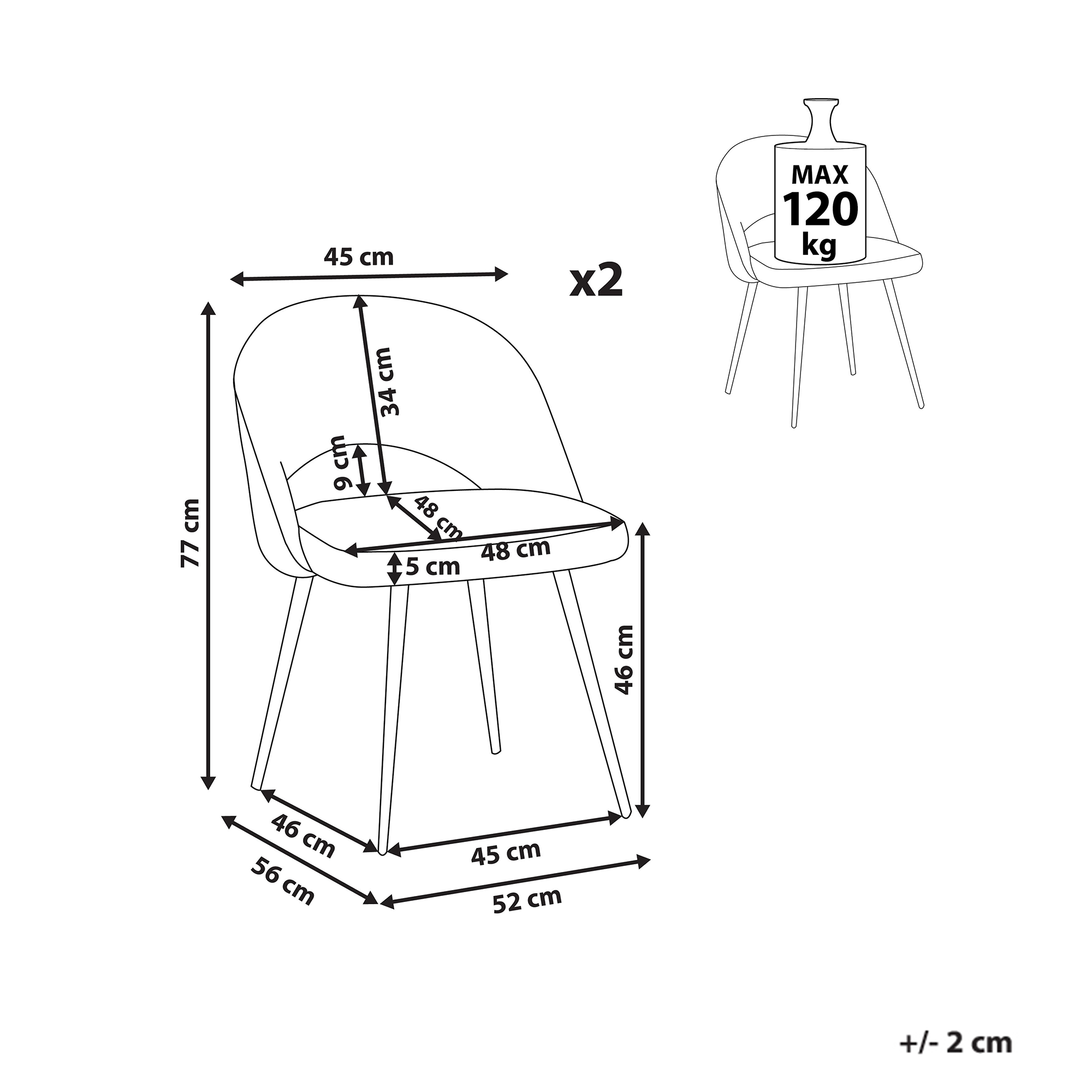 Set of 2 Dining Chairs VIVIAN Velvet Grey [3]