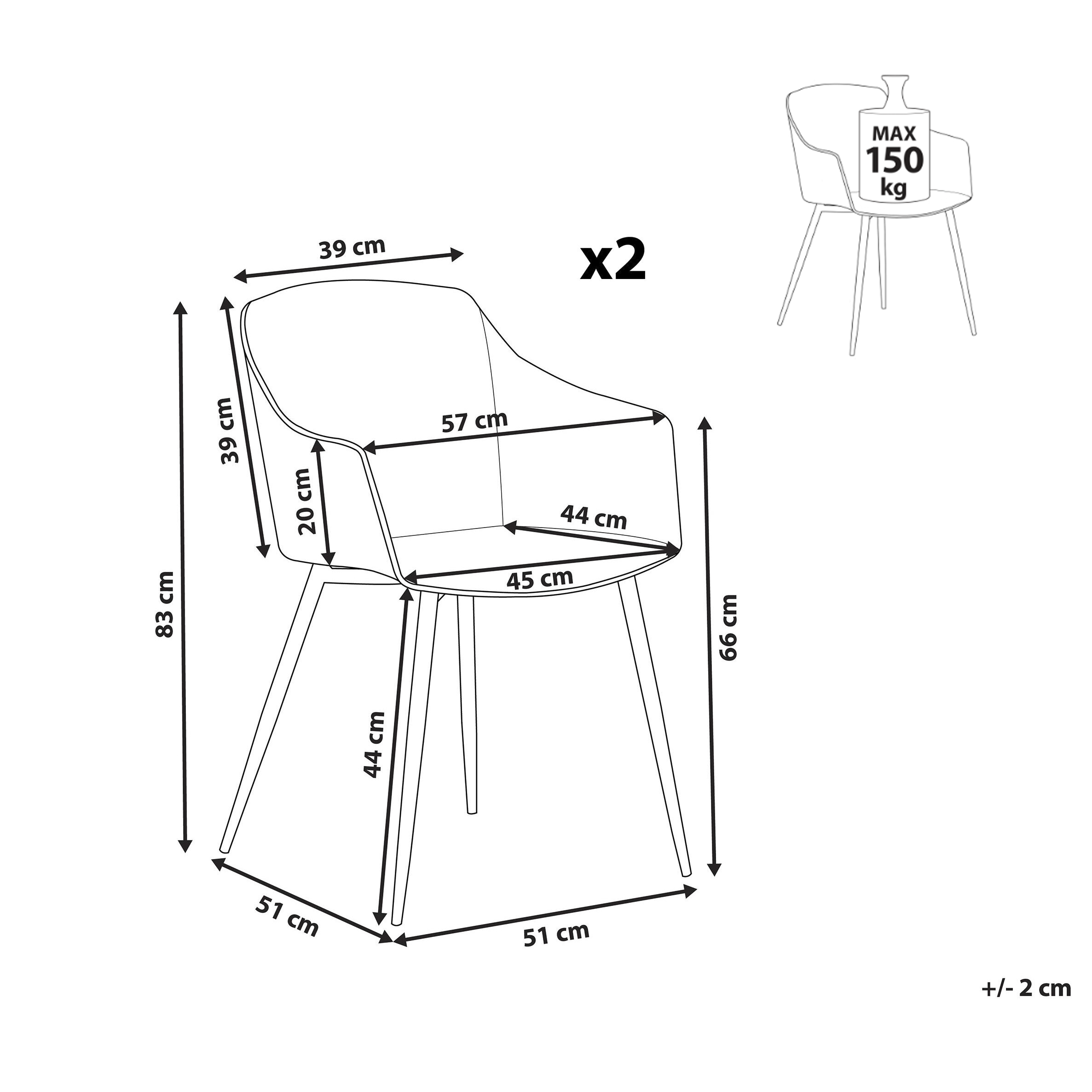 Set de 2 scaune dining FONDA Alb [3]