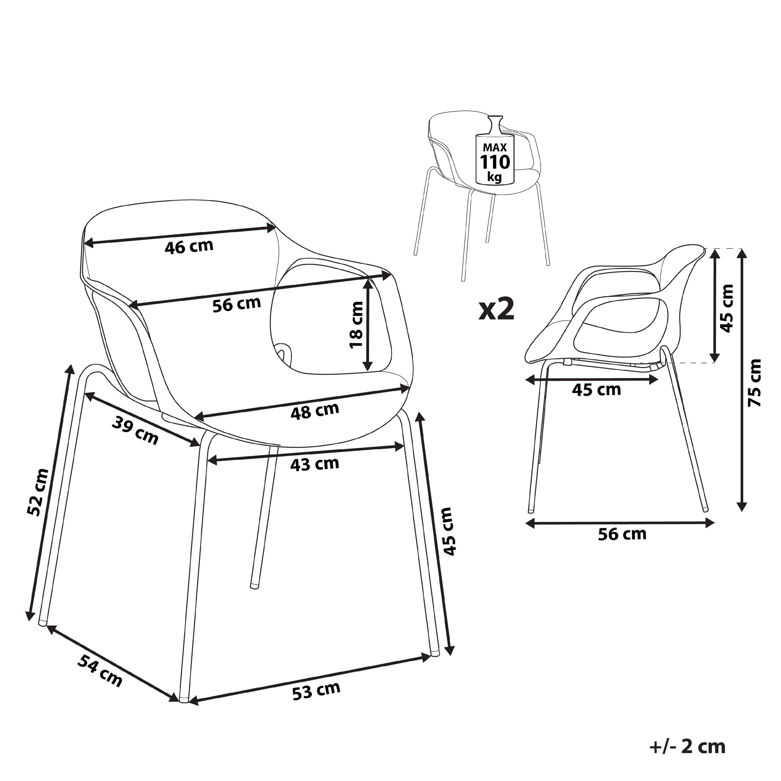 Set de 2 scaune dining ELBERT Gri deschis [3]