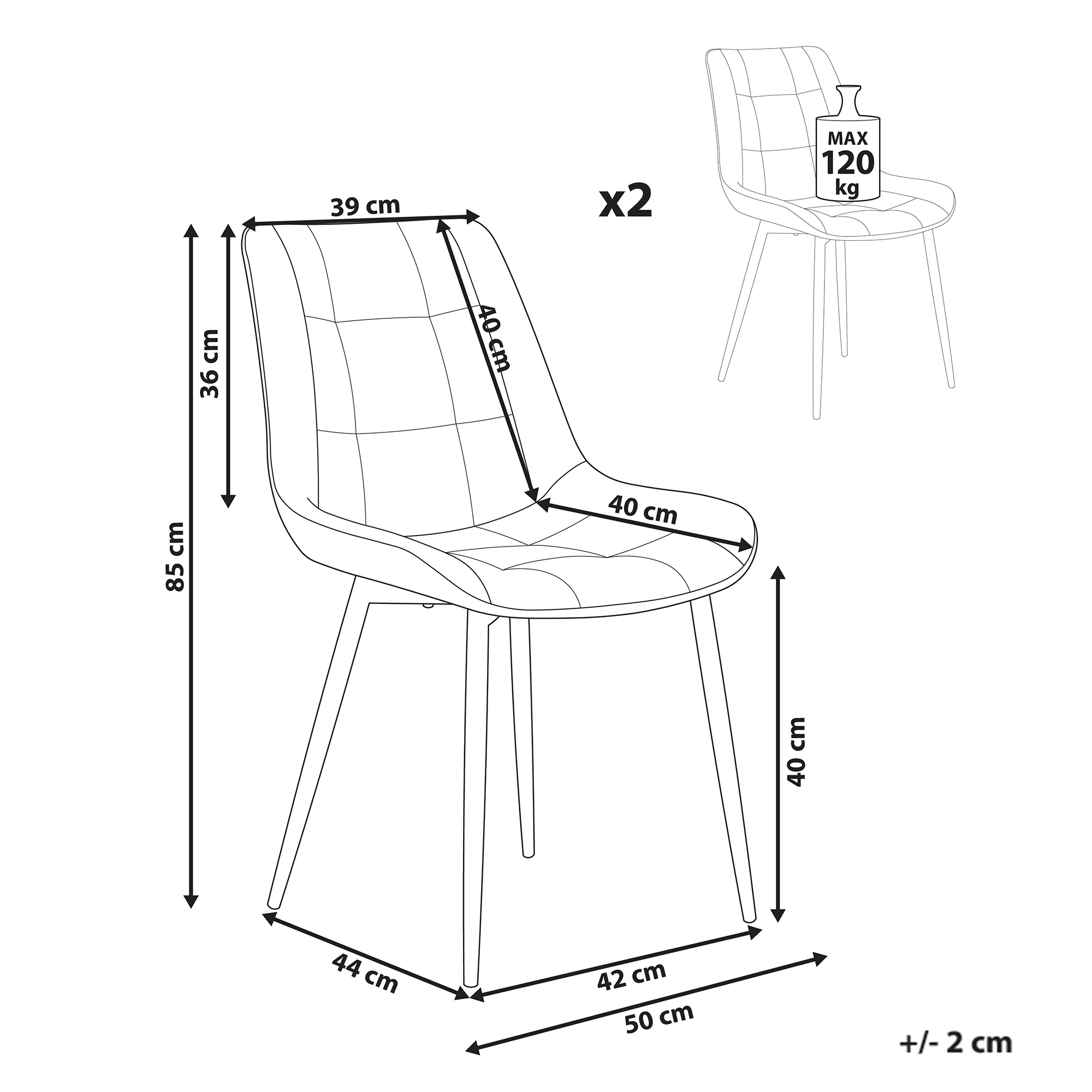 Set de 2 scaune dining MELROSE Catifea Gri deschis [3]