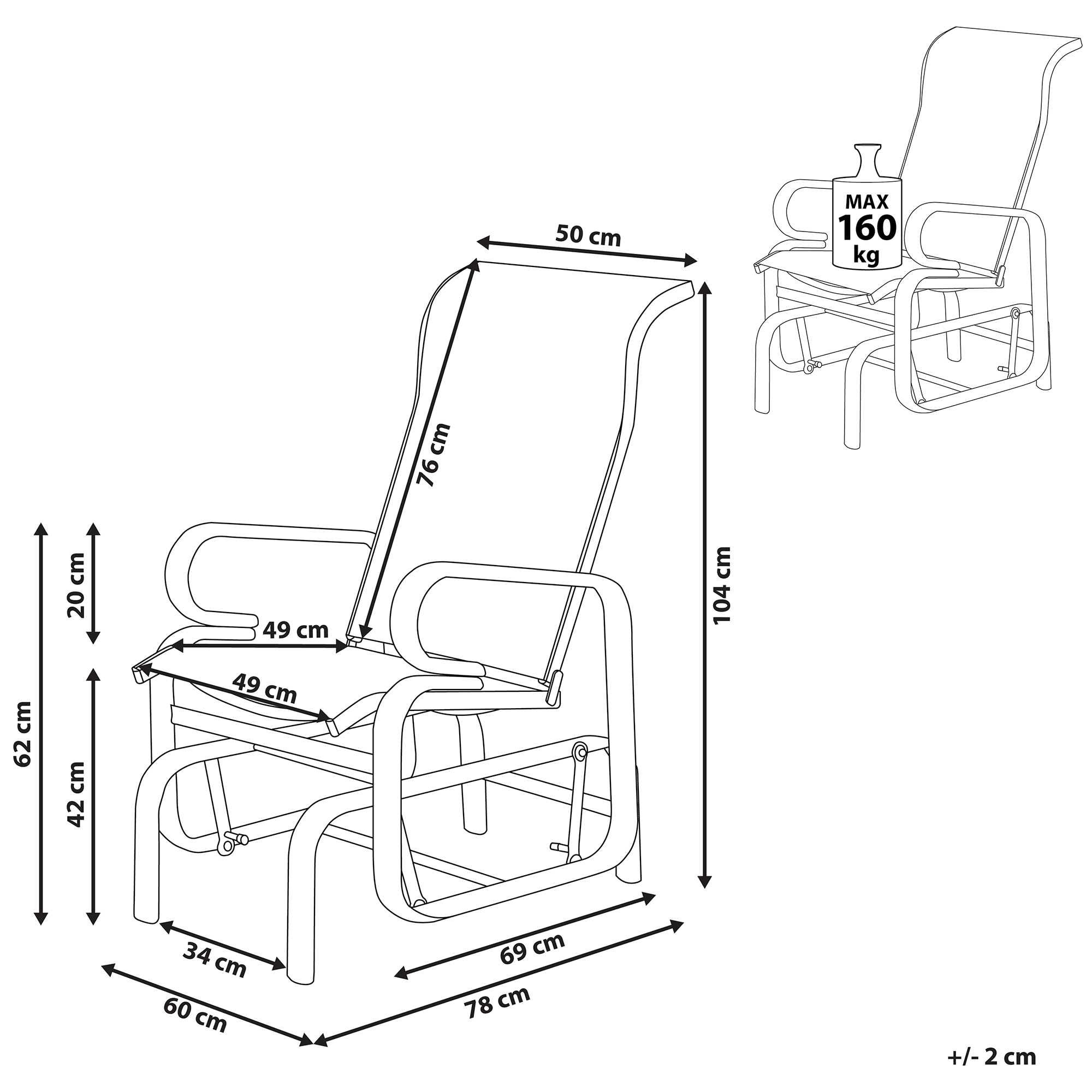 BORGIO garden chair Metal Brown/Grey [3]