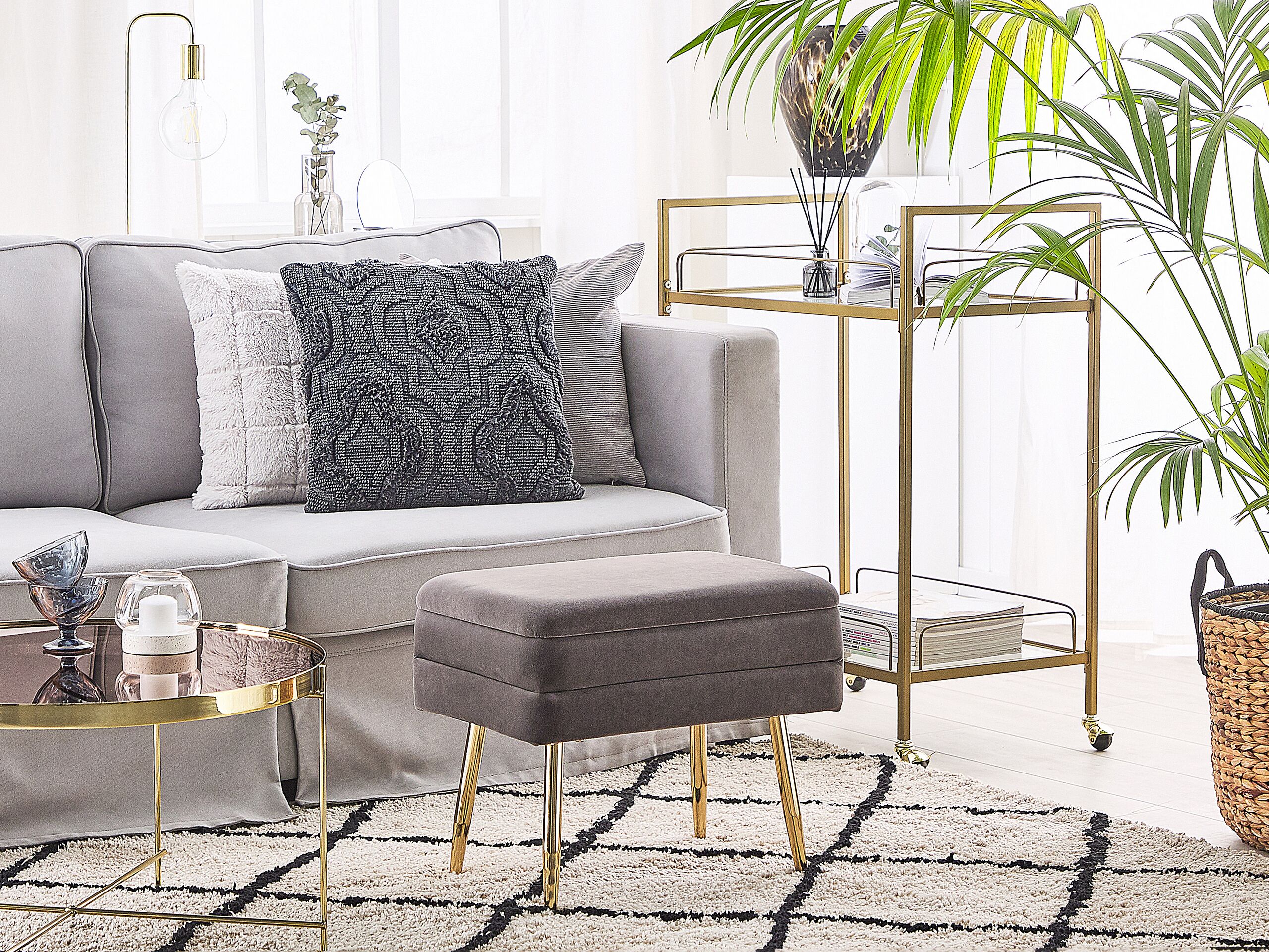 Scaun taburet - ODESSA storage bench Velvet Grey