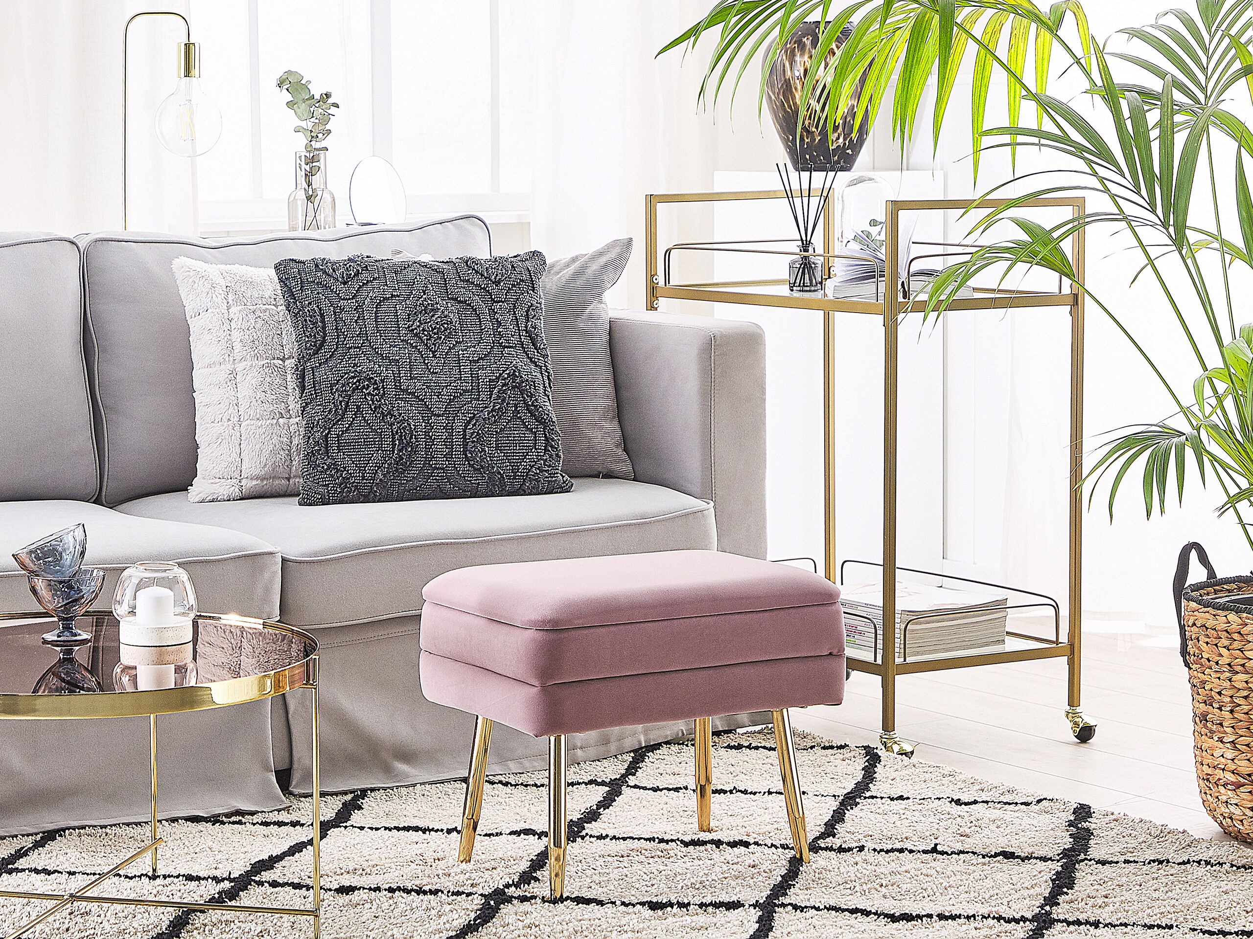 ODESSA storage bench Pink velvet [1]