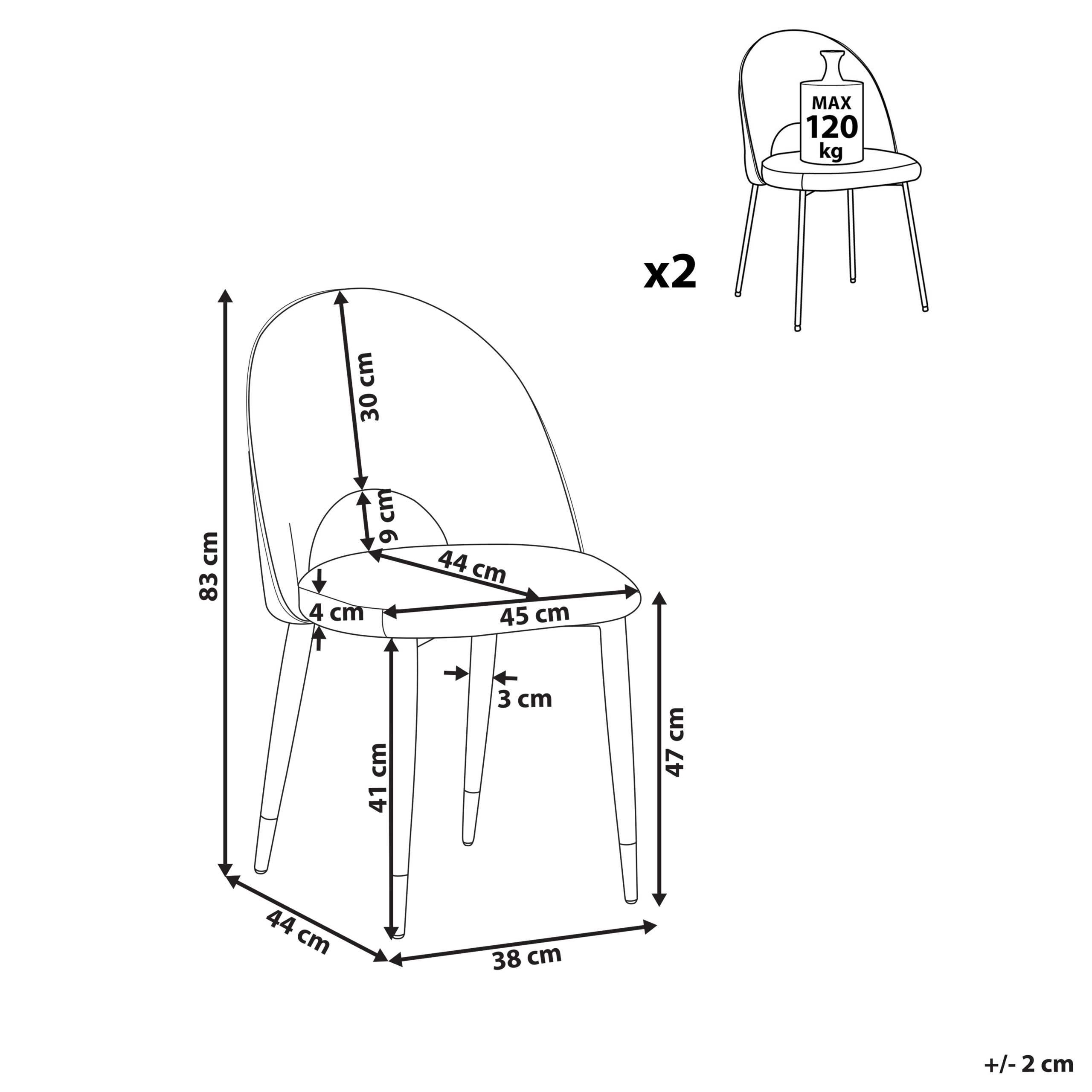 Set de 2 scaune dining MAGALIA Catifea Negru [3]