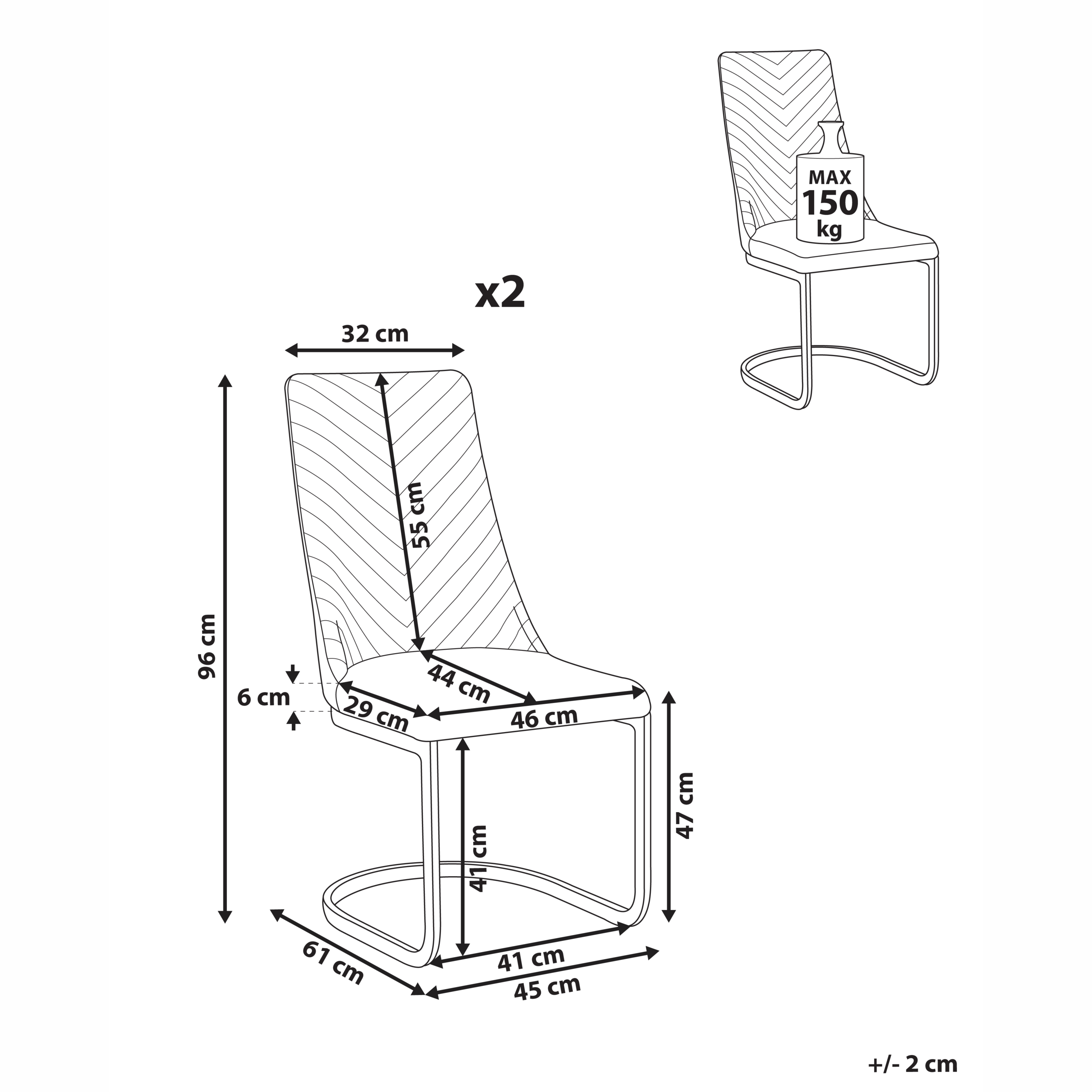 Set de 2 scaune dining ALTOONA Catifea Gri [2]