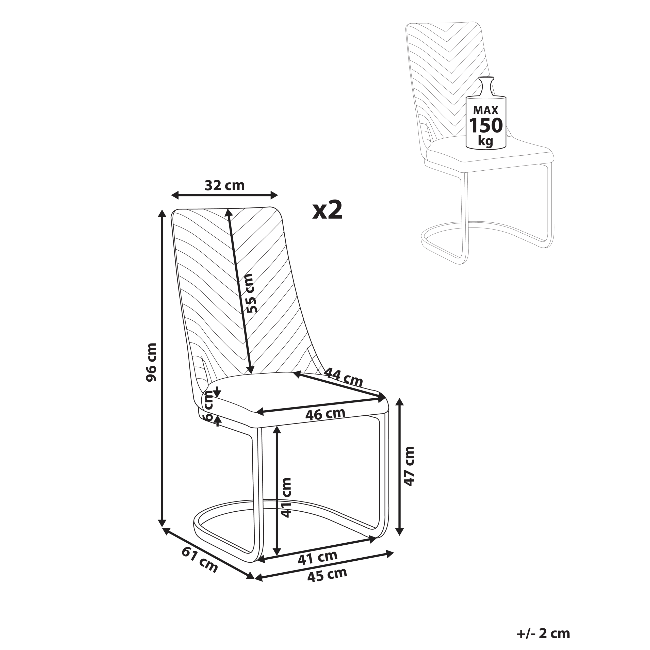 Set of 2 dining chairs ALTOONA Velvet Navy Blue [3]