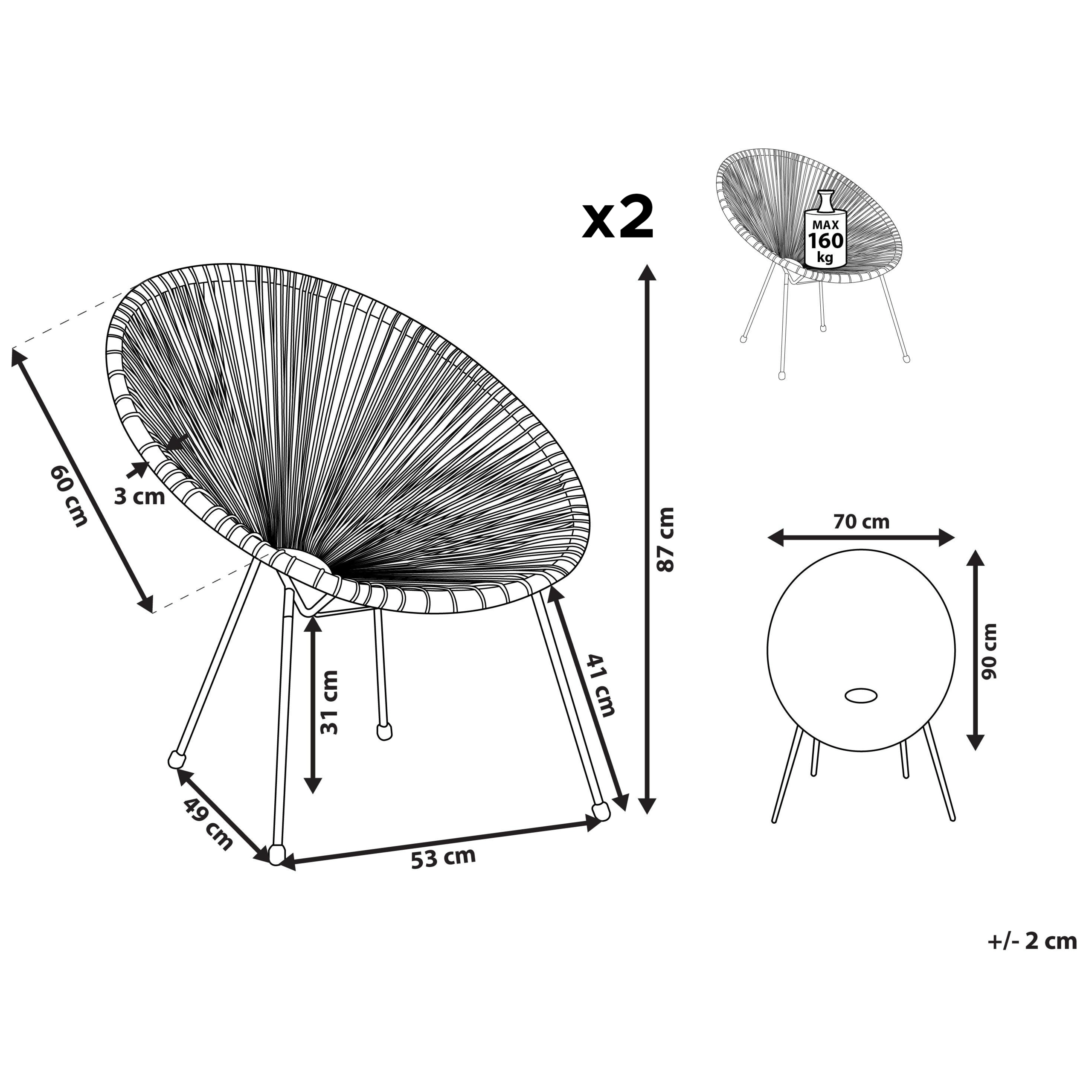 Set de 2 scaune de grădină ACAPULCO II Ratan sintetic Portocaliu [3]