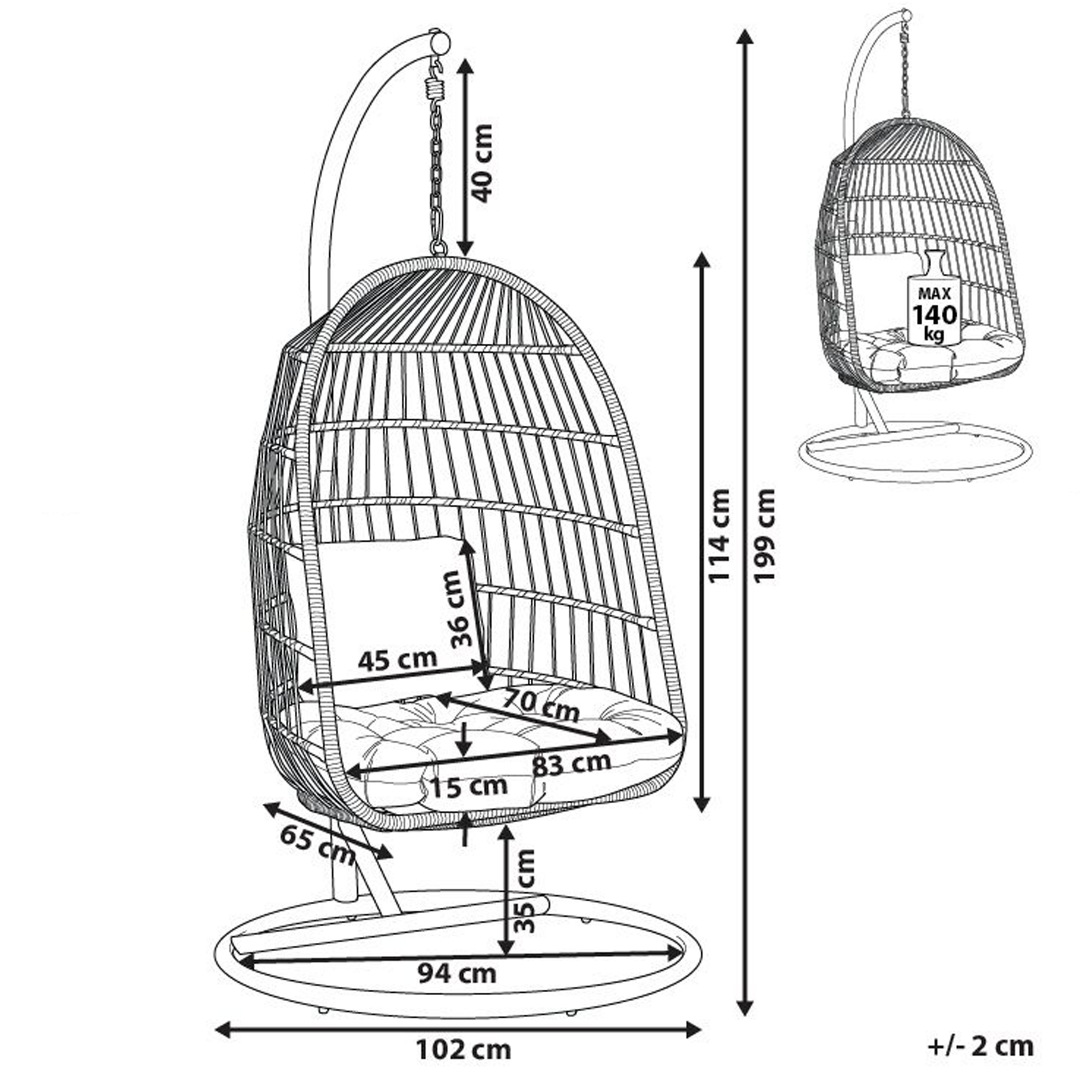 ALLERA Metal White Hanging Armchair [3]