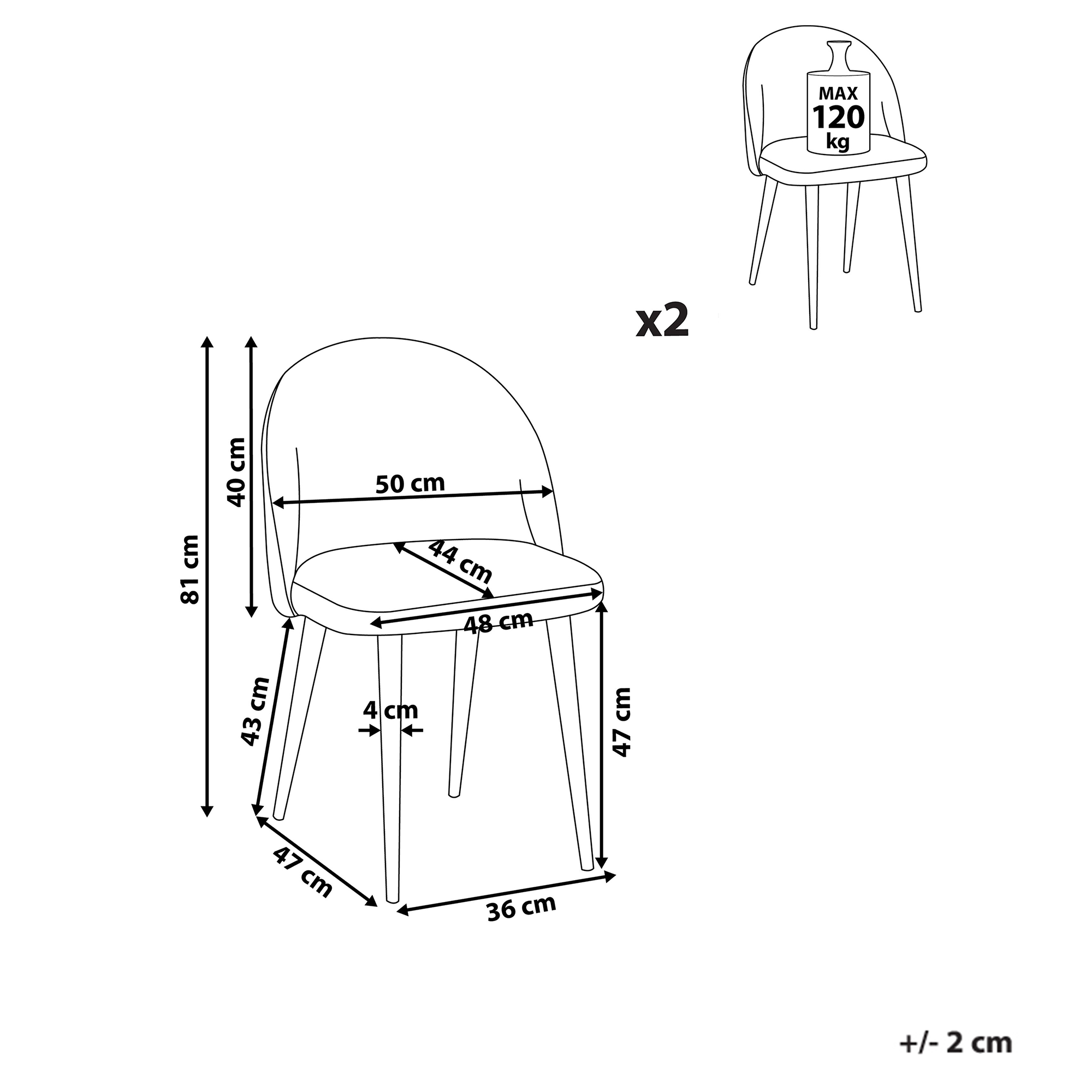 Set de 2 scaune dining VISALIA Catifea Gri [3]