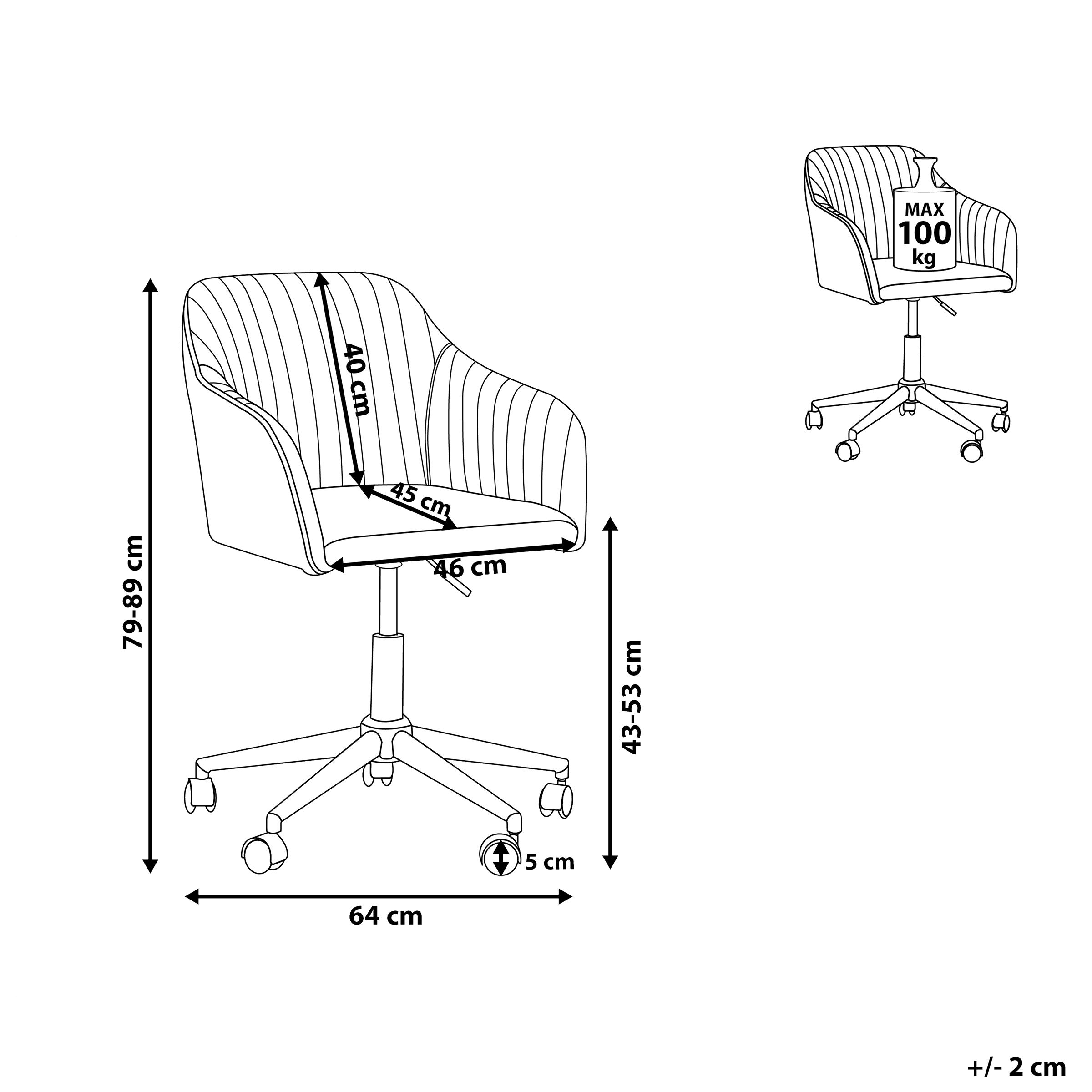 Scaun de birou VENICE Catifea Negru [3]