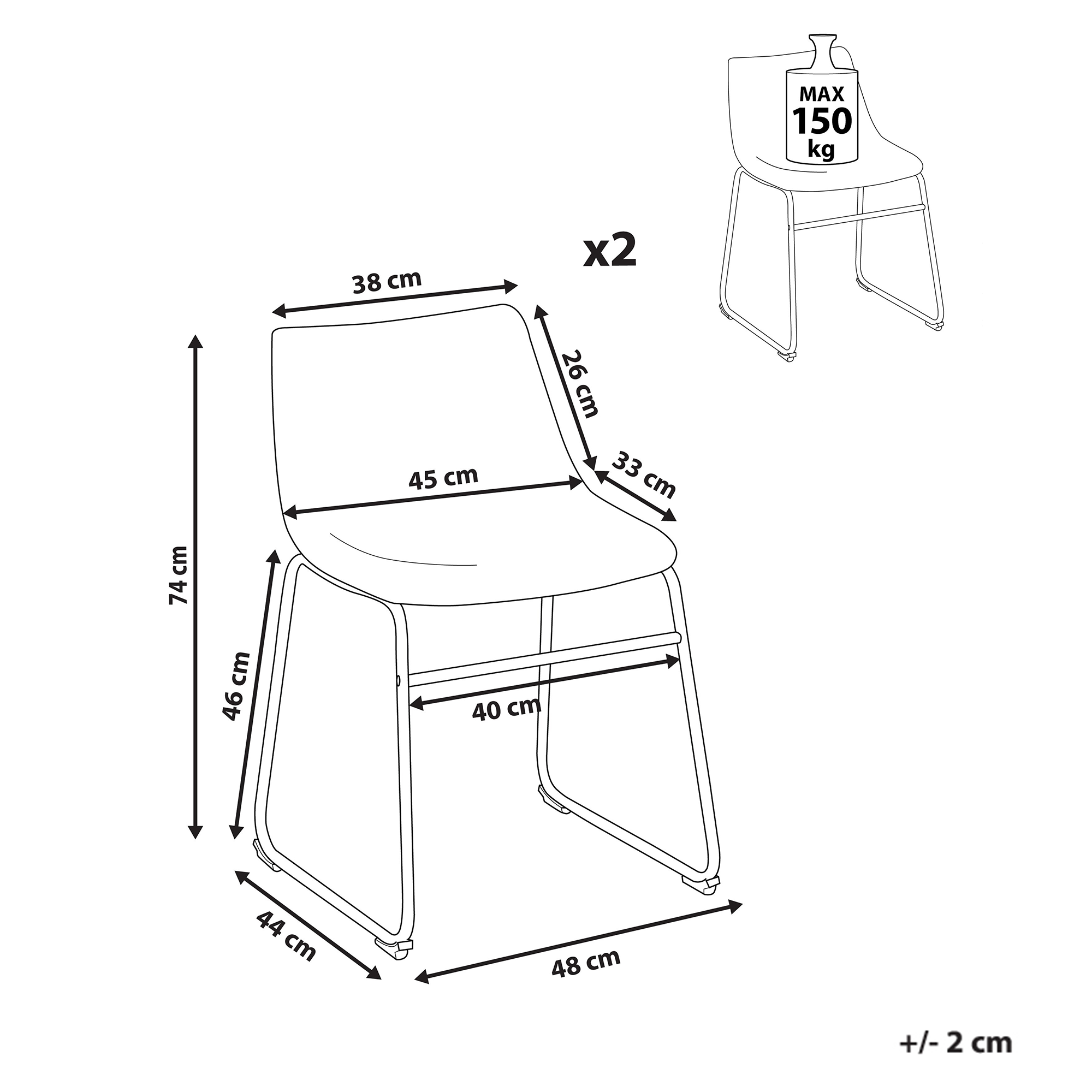 Set de 2 scaune dining BATAVIA Gri închis [3]