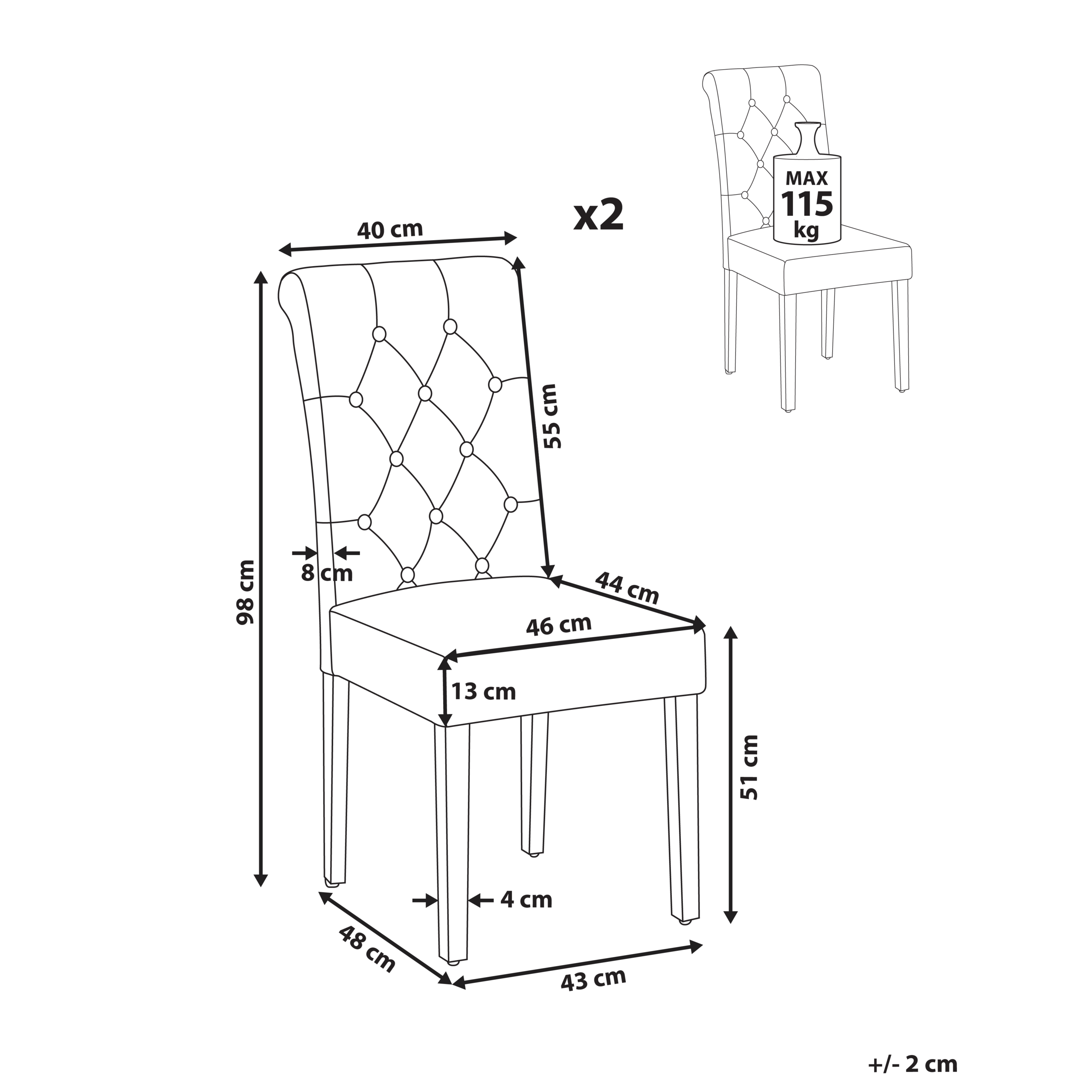 Set de 2 scaune dining VELVA  Bej deschis [3]