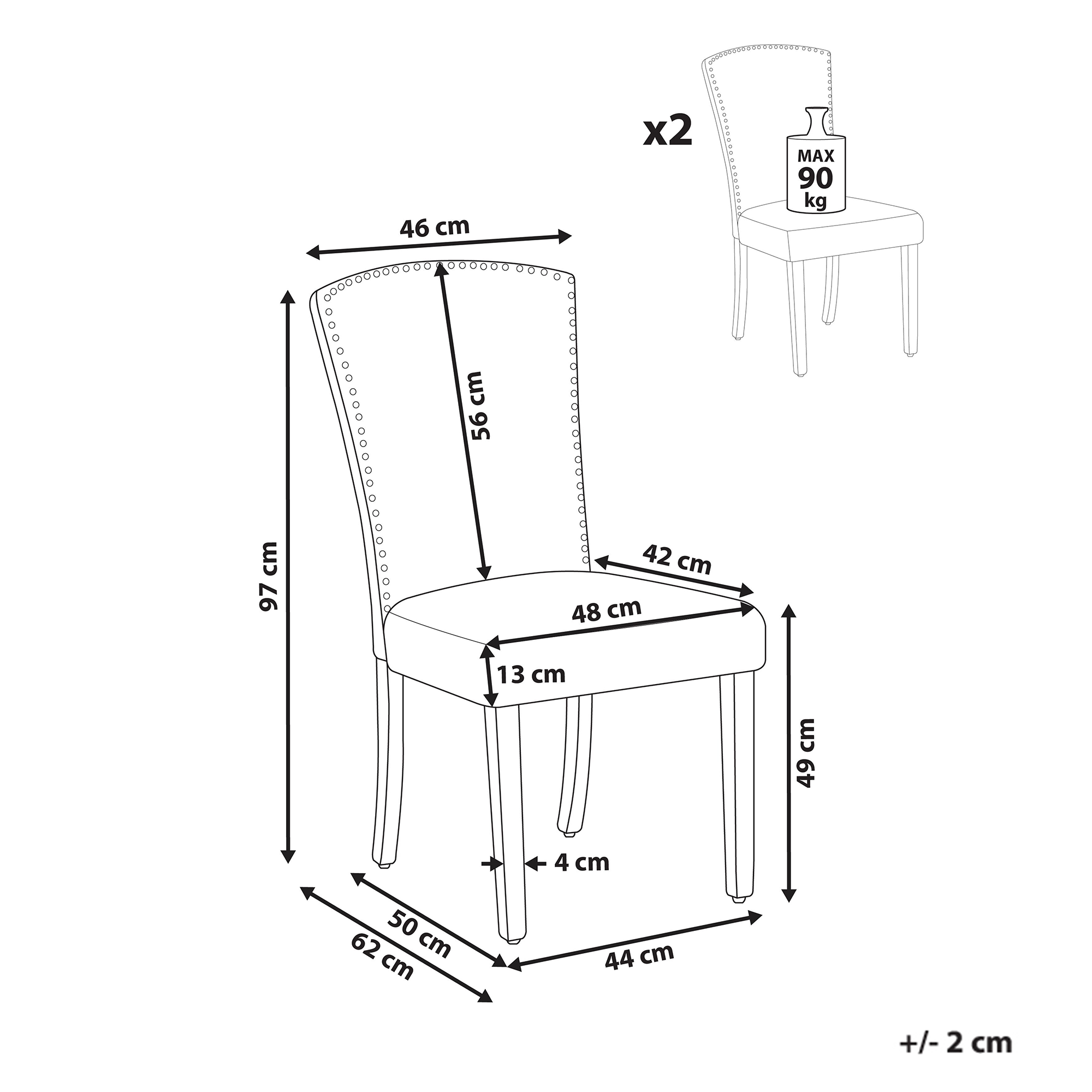 Set de 2 scaune dining PISECO Catifea Albastru închis [3]