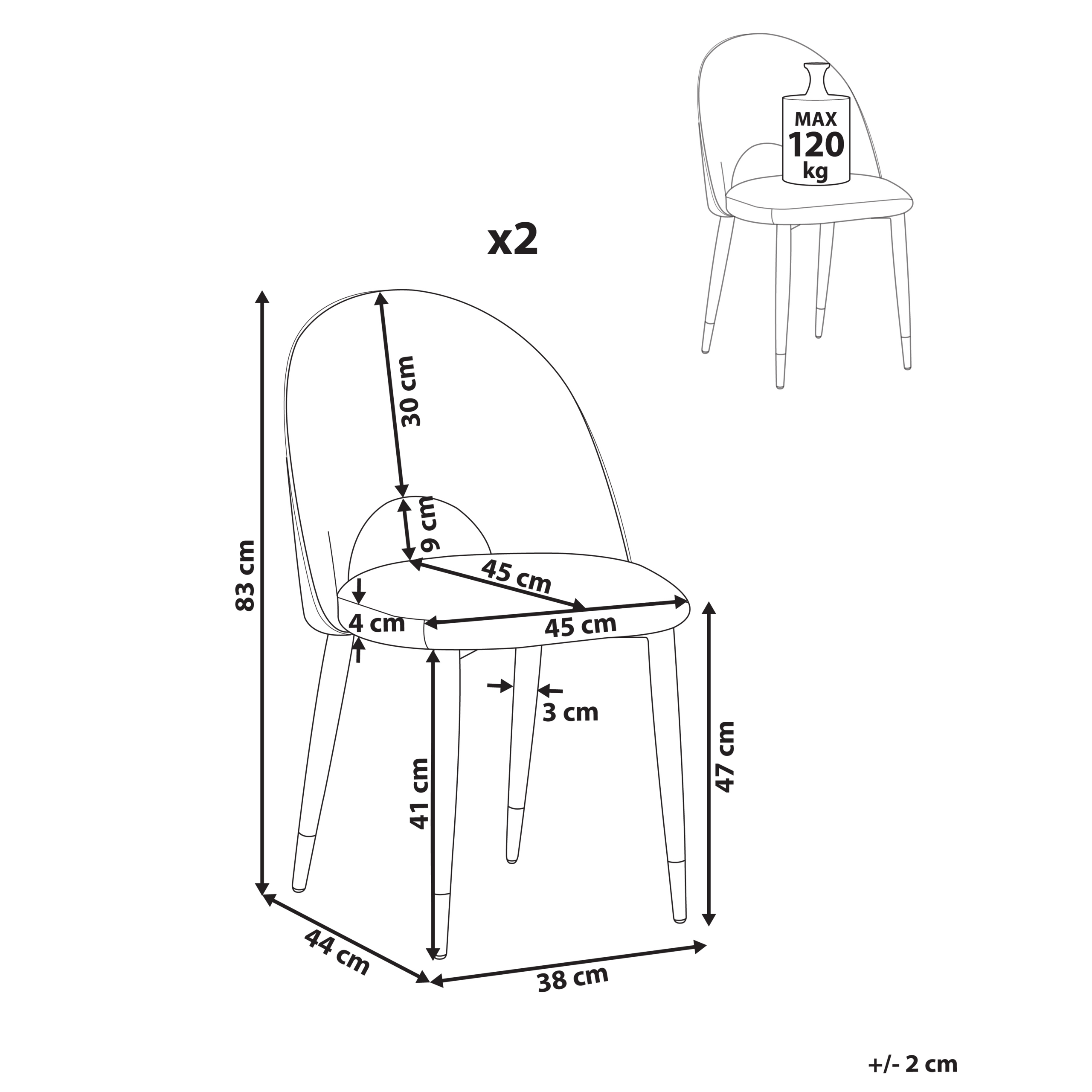Set de 2 scaune dining MAGALIA Catifea Gri [3]