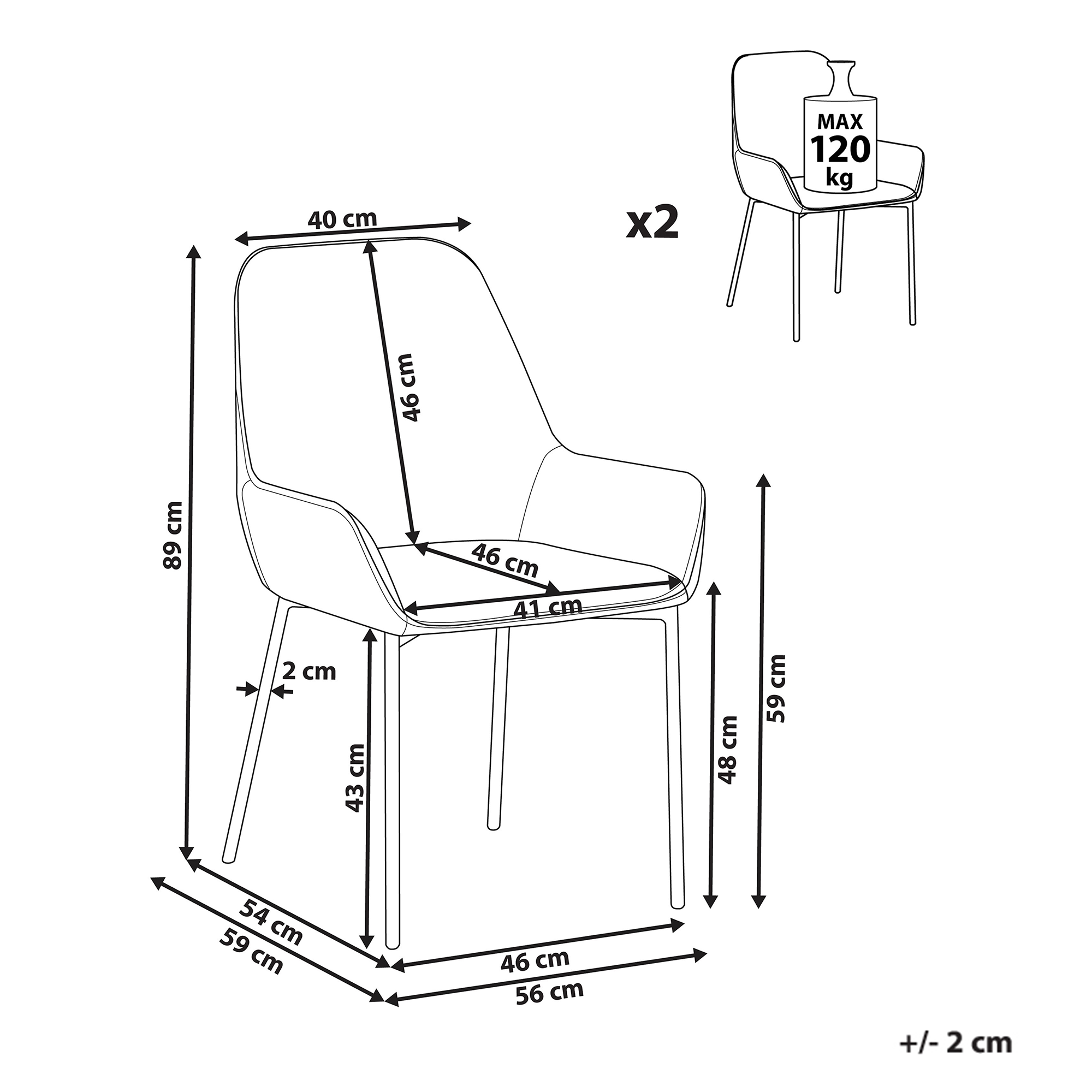 Set de 2 scaune dining LOVERNA Catifea Gri [3]