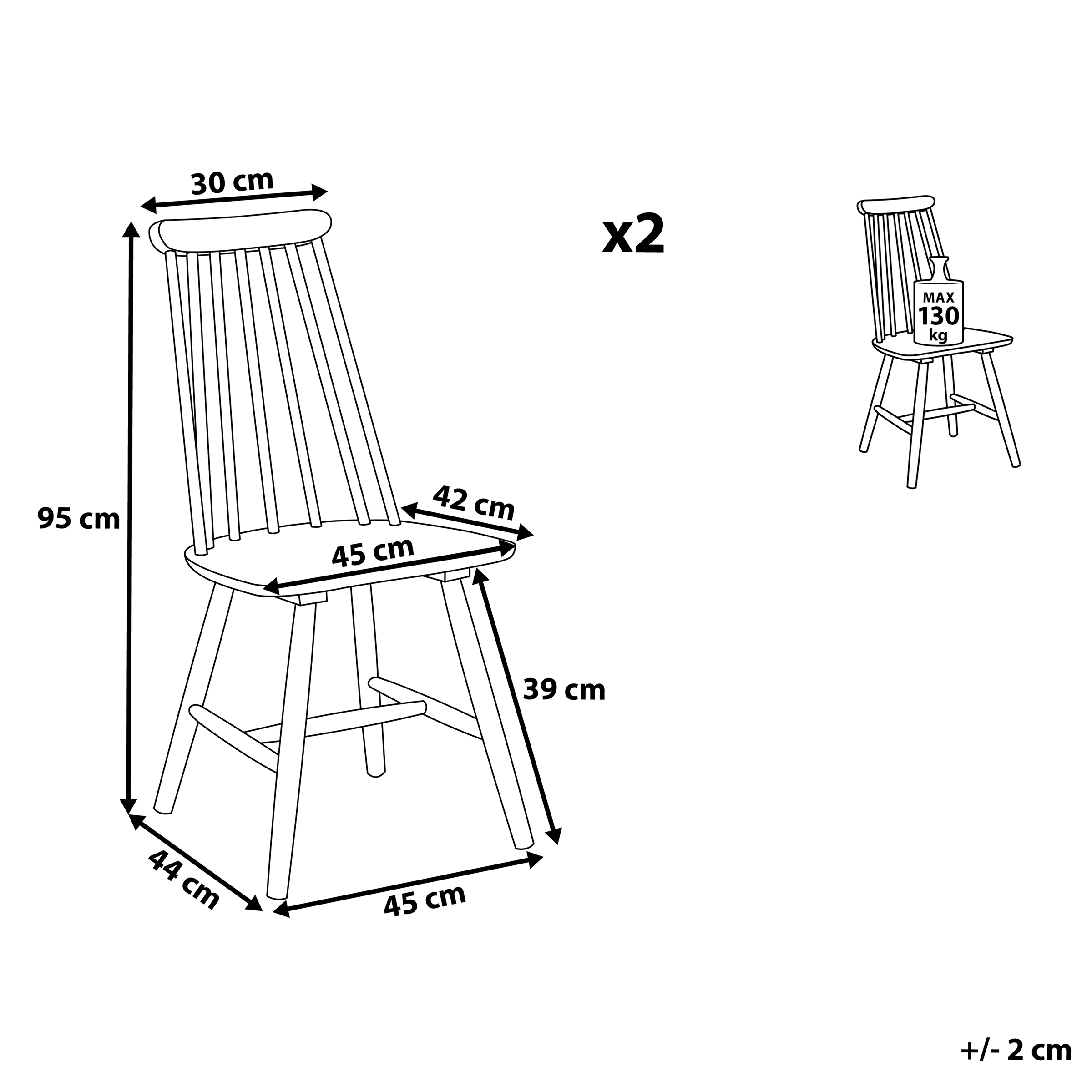 Set de 2 scaune dining BURBANK Lemn Negru [3]