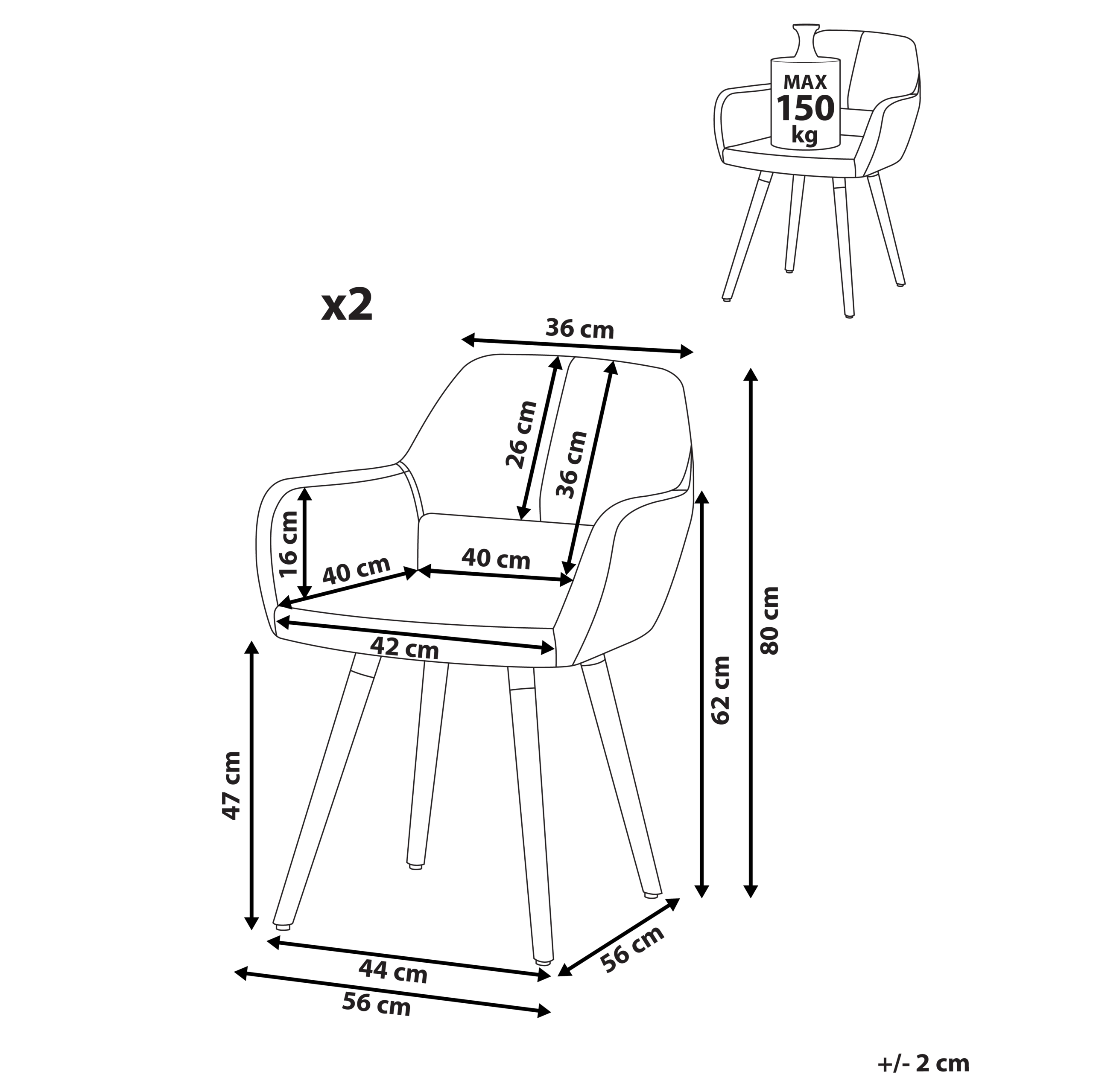 Set de 2 scaune dining CHICAGO  Negru [3]