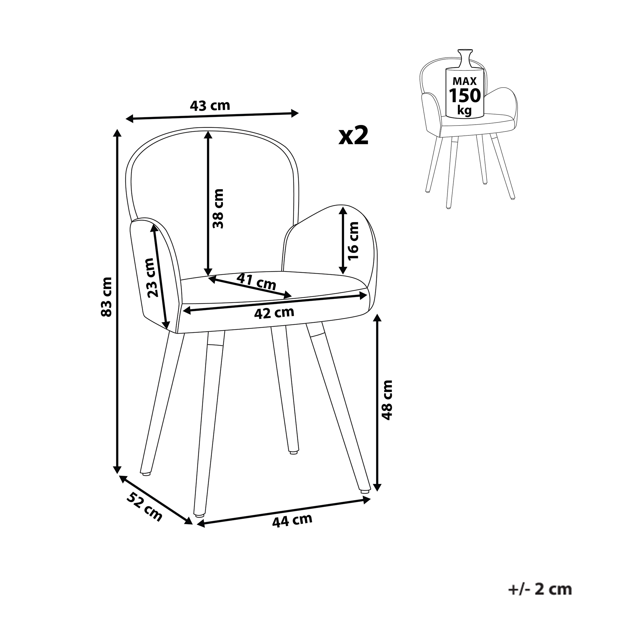 Set de 2 scaune dining BROOKVILLE Gri deschis [3]