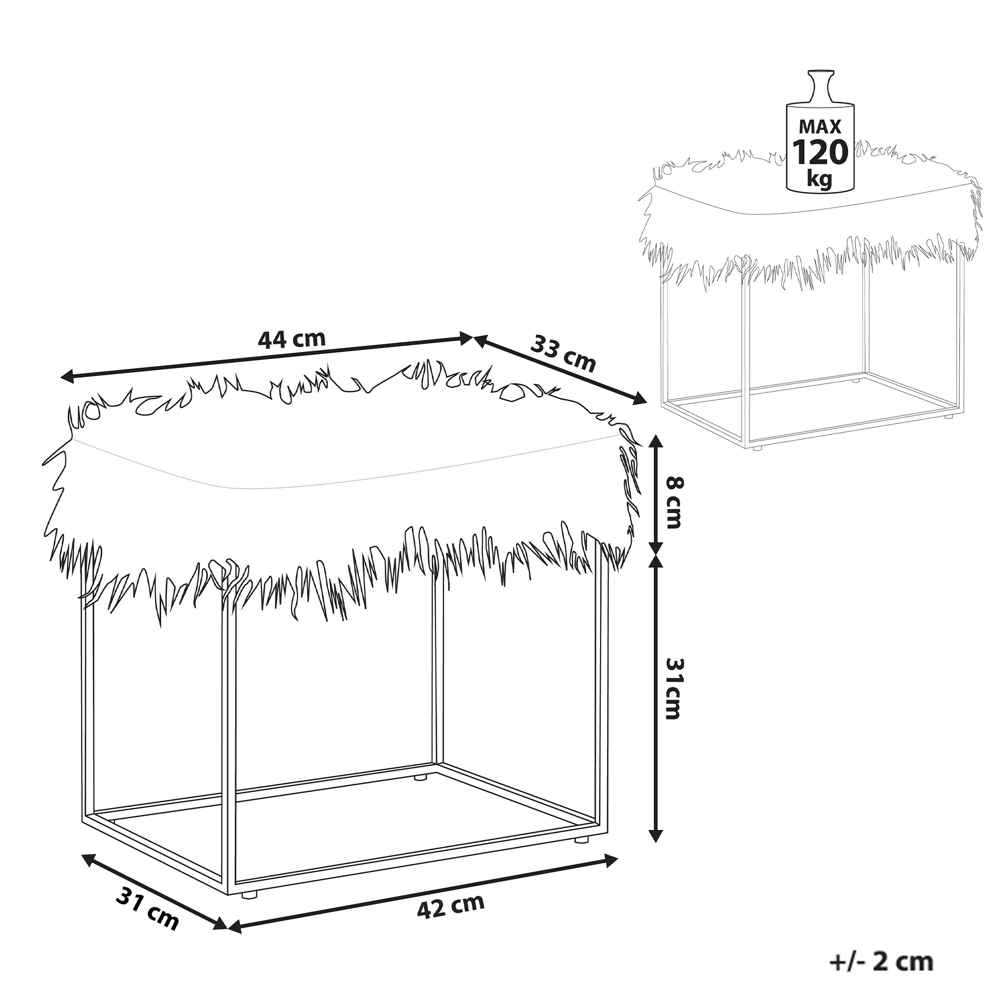 Stool chair MANHATTAN Faux fur White [3]