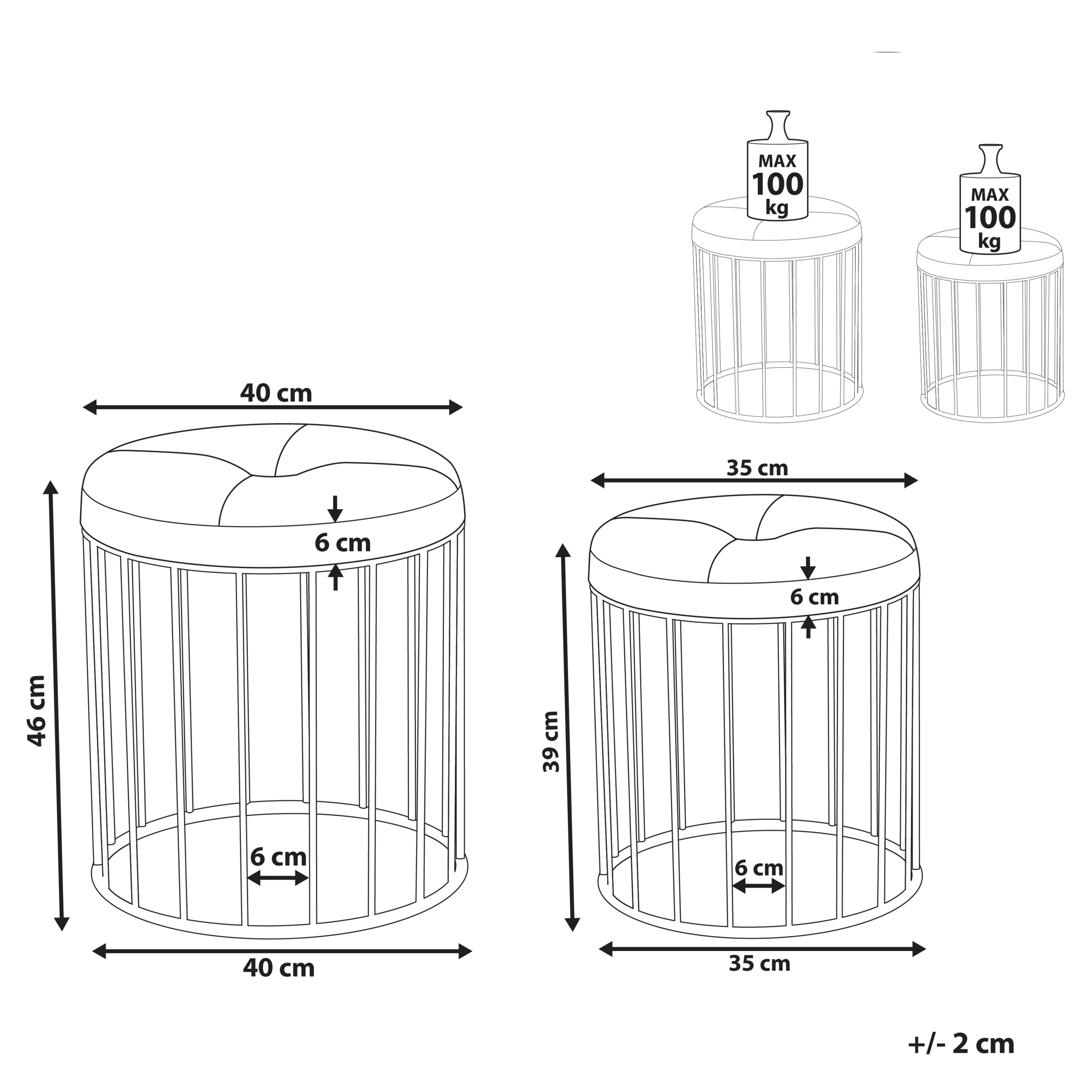 Set de 2 scaune taburet LUBBOCK Catifea Verde închis [3]