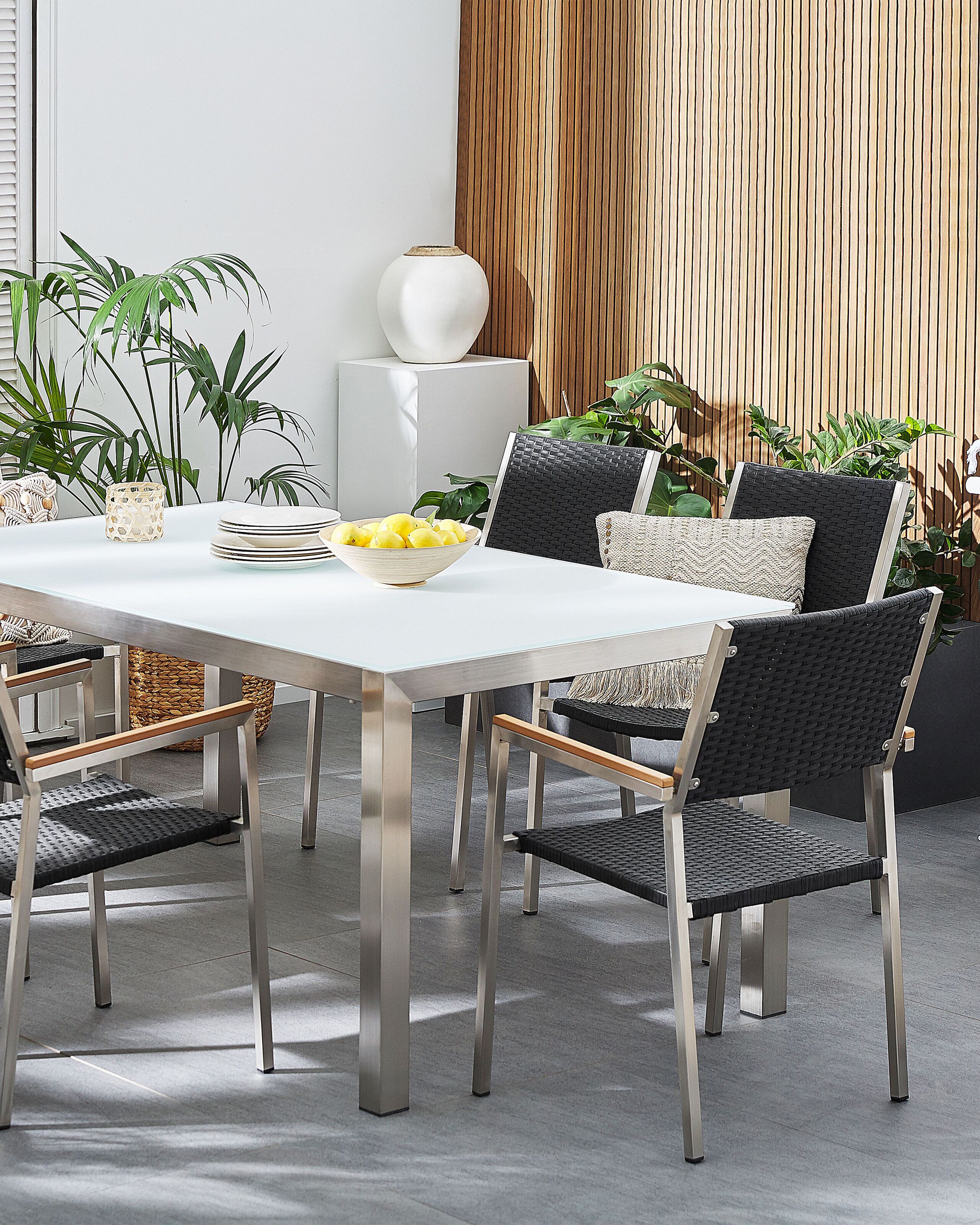 Scaun dining - Set of 4 garden chairs GROSSETO Synthetic rattan Black