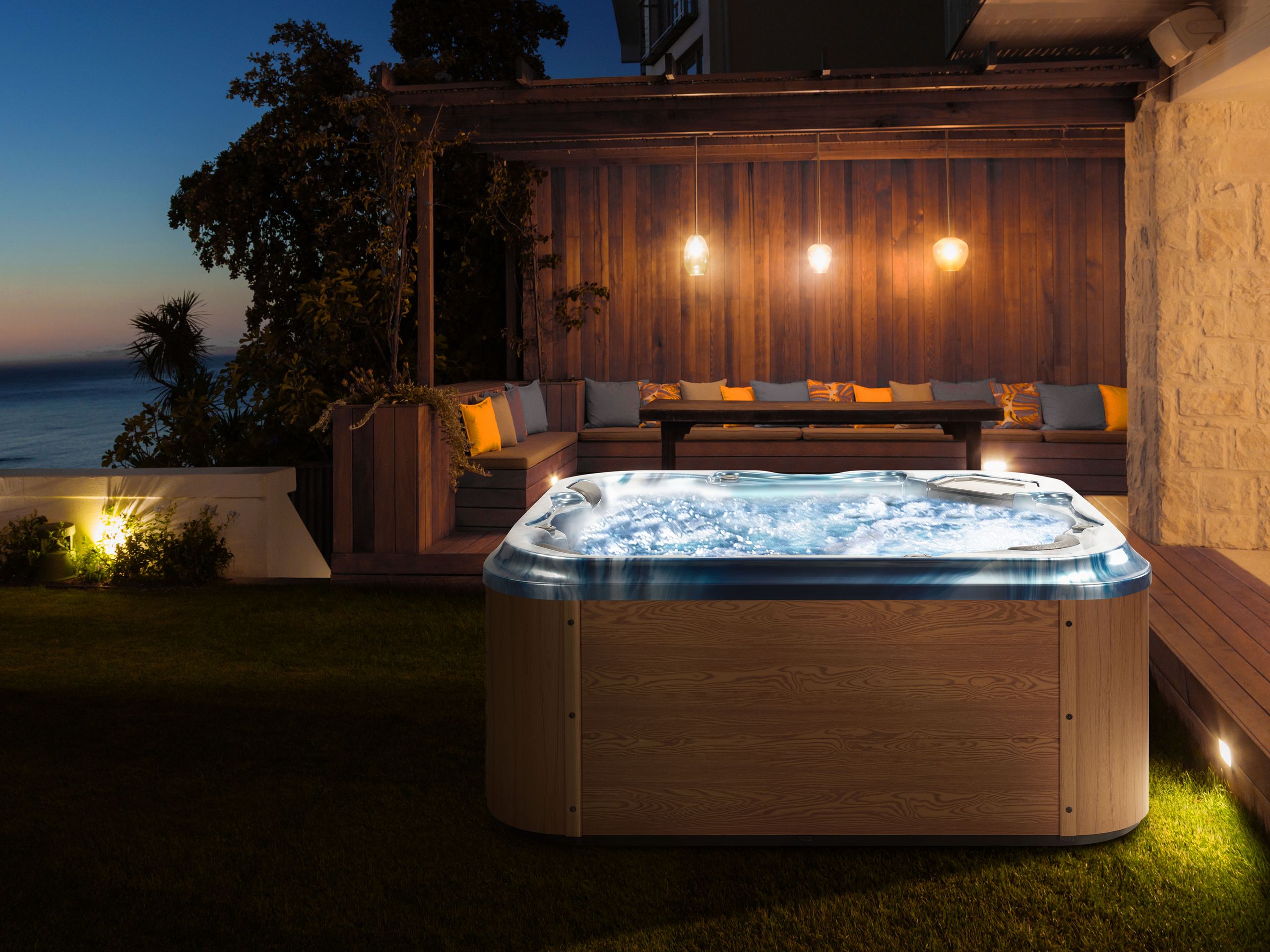 Cazi de baie - Outdoor Jacuzzi with LED TULAROSA Blue