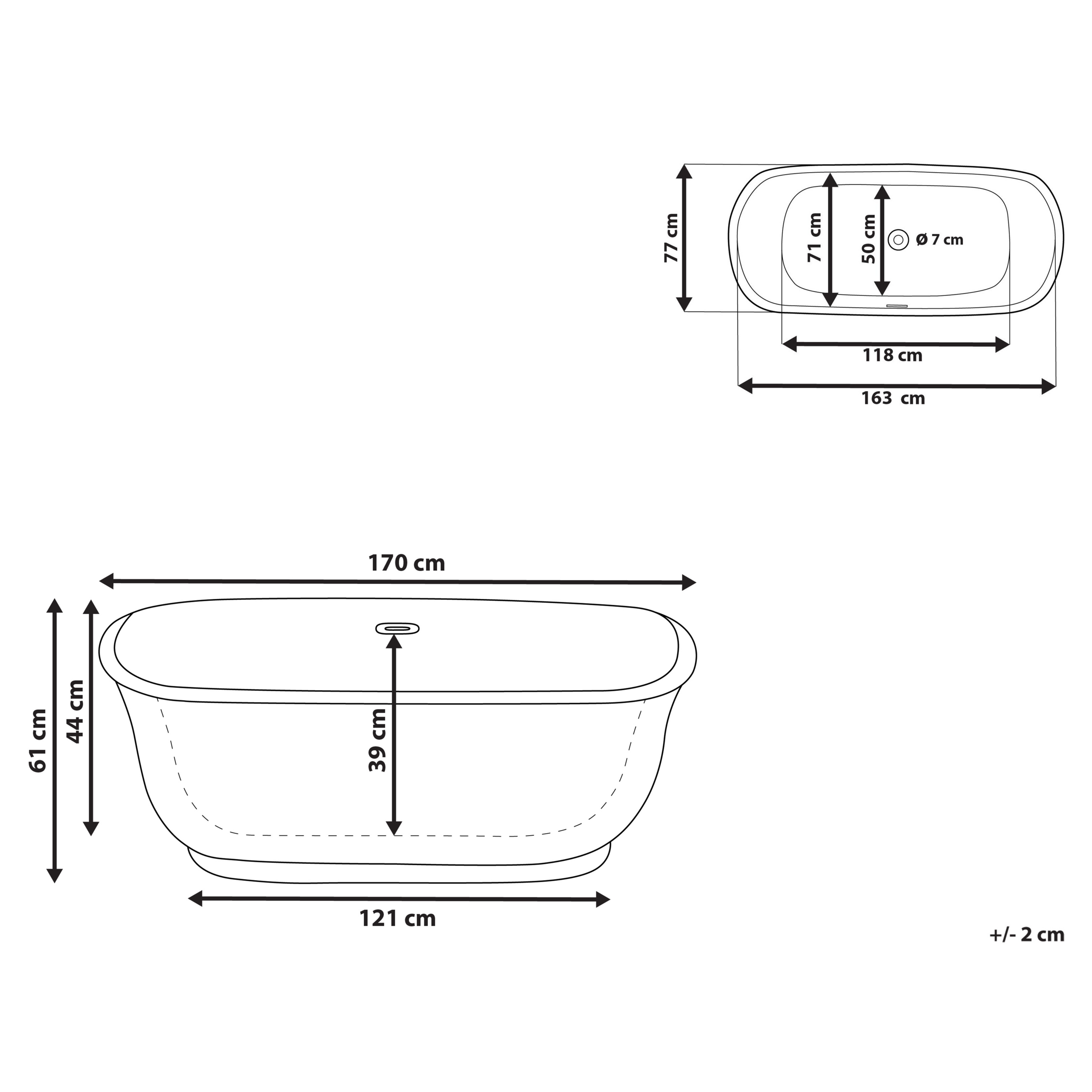 TESORO freestanding bathtub 170 x 77 cm Gold [3]