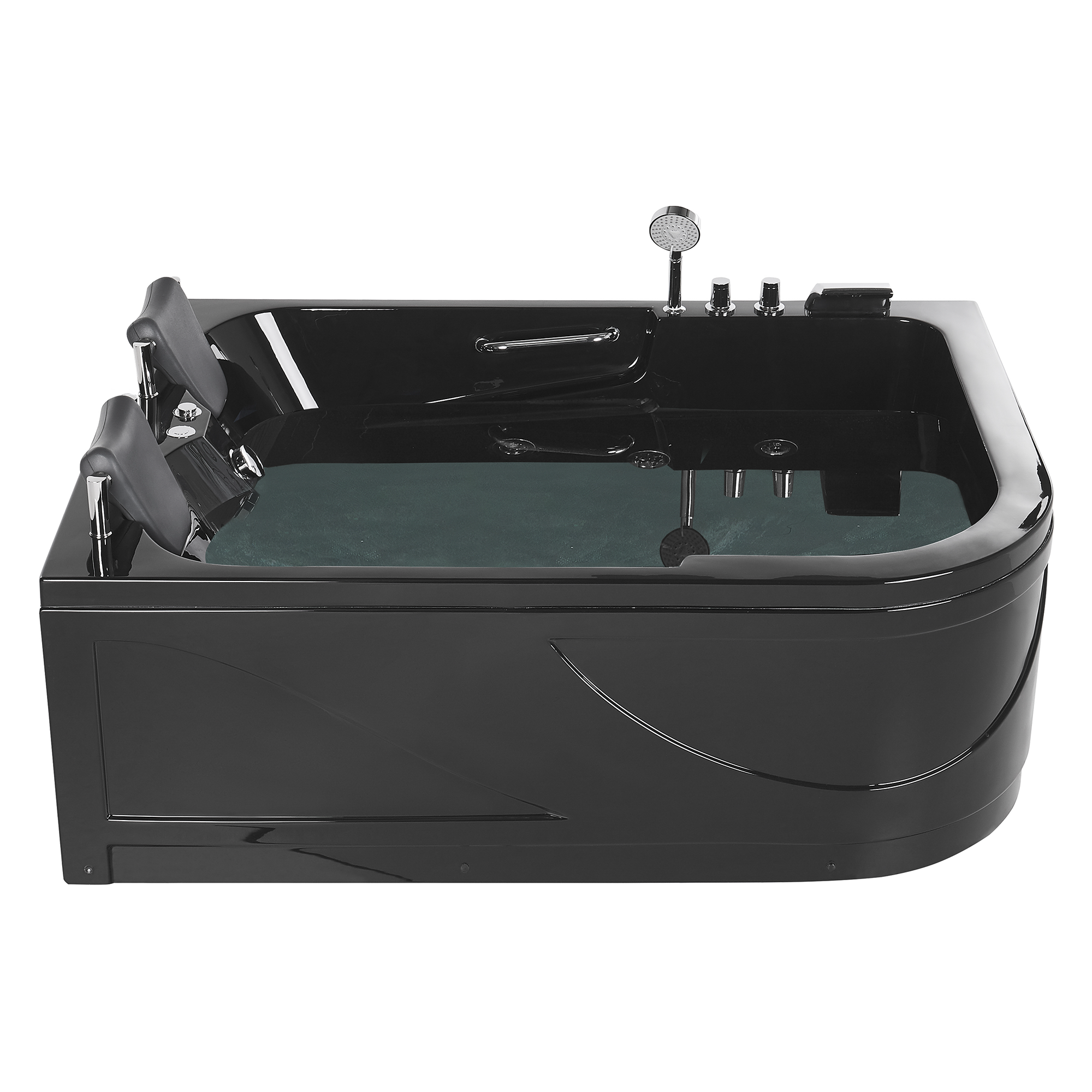 BAYAMO LED corner bathtub with whirlpool Right 170 x 120 cm Black [5]