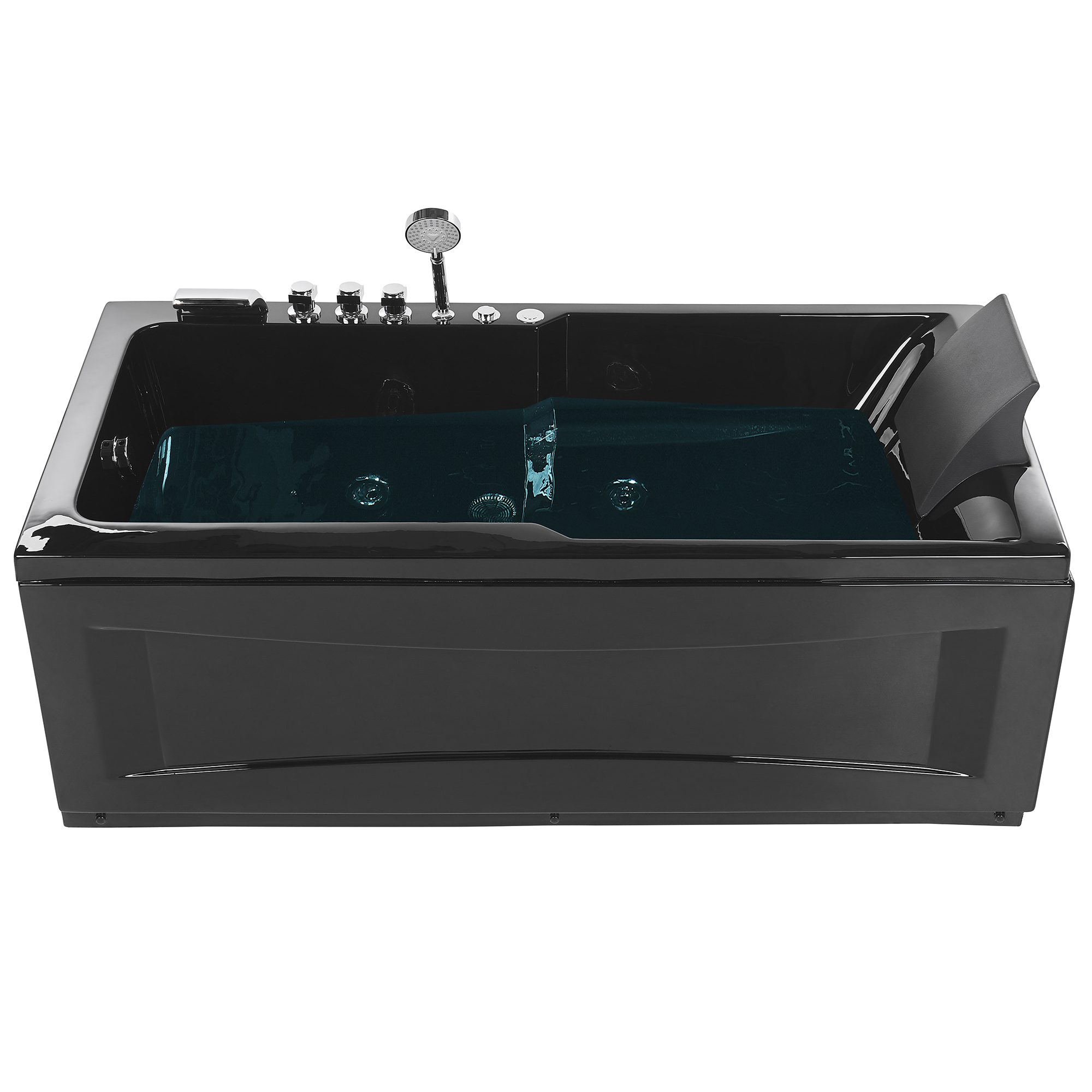 Cadă de colț LED cu hidromasaj ARTEMISA Dreapta 170 x 80 cm Negru [5]