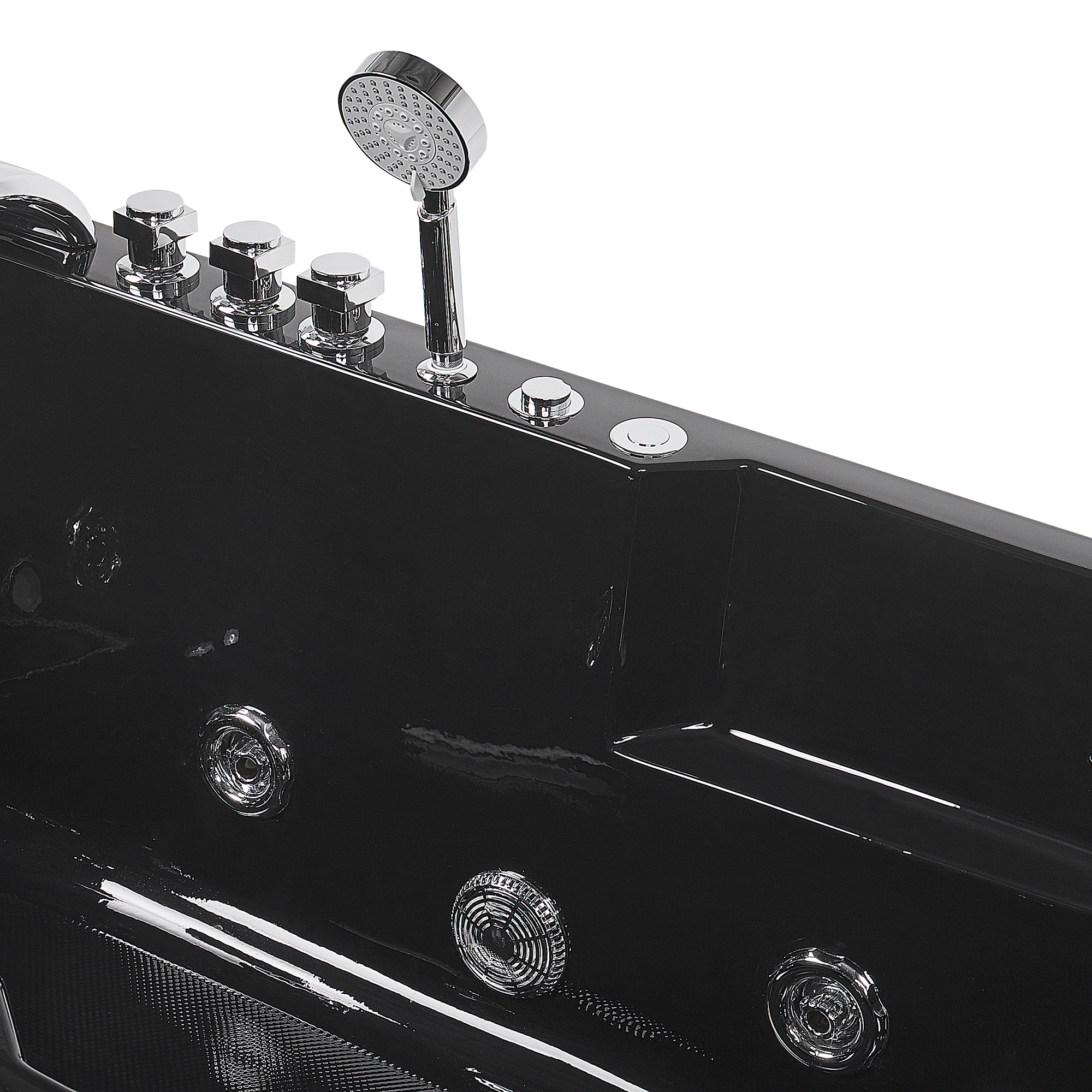 Cadă de colț LED cu hidromasaj ARTEMISA Dreapta 170 x 80 cm Negru [9]