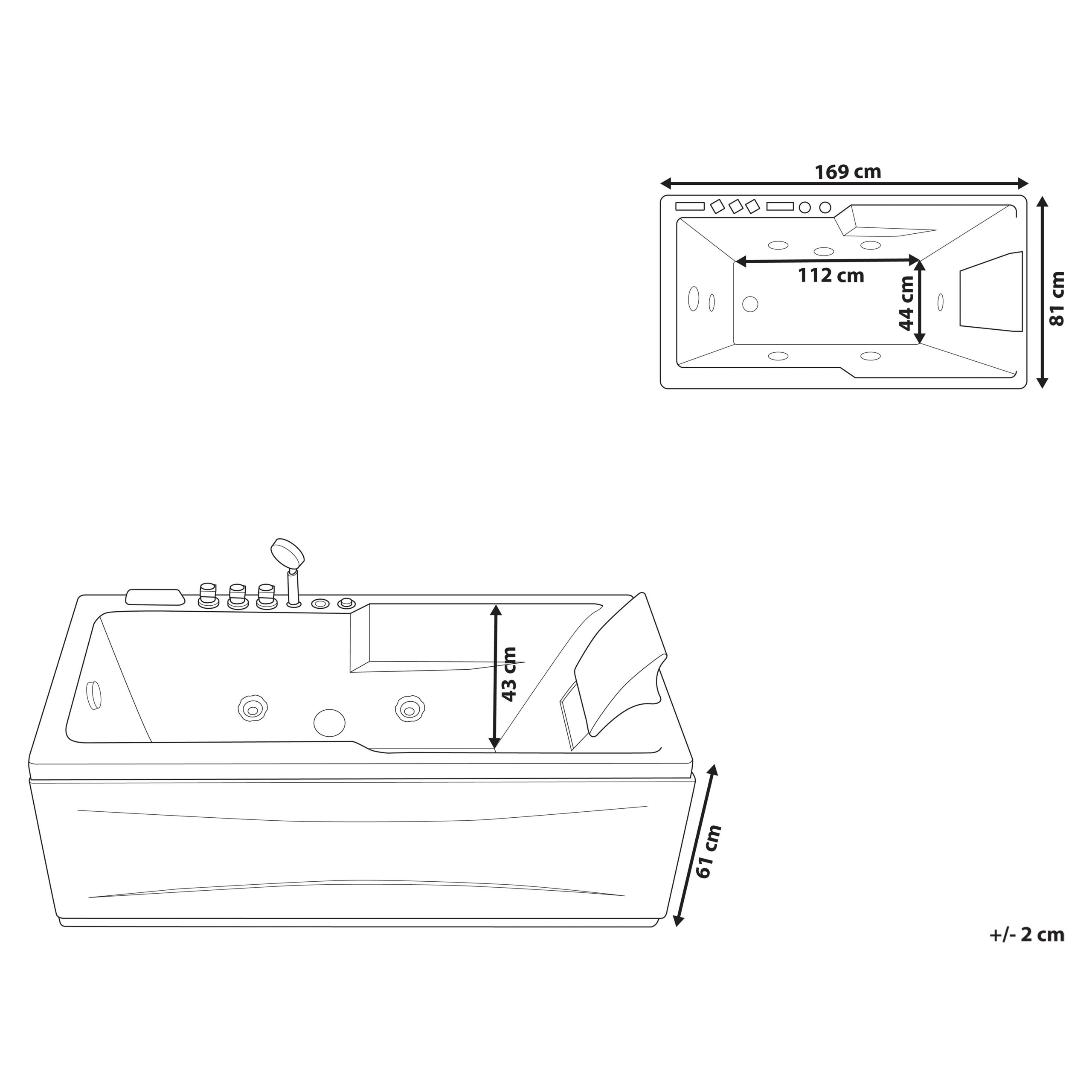 ARTEMISA LED corner whirlpool bathtub Right 170 x 80 cm White [3]