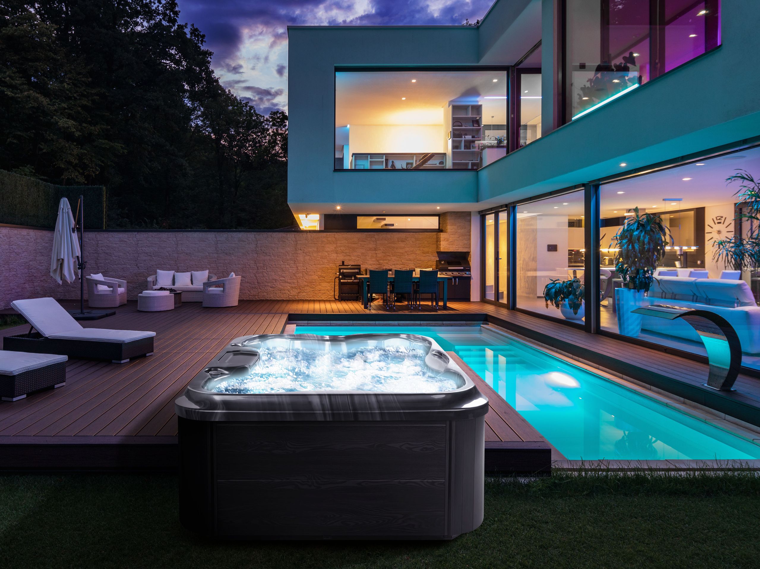 Cazi de baie - Outdoor Jacuzzi with LED ARCELIA Grey