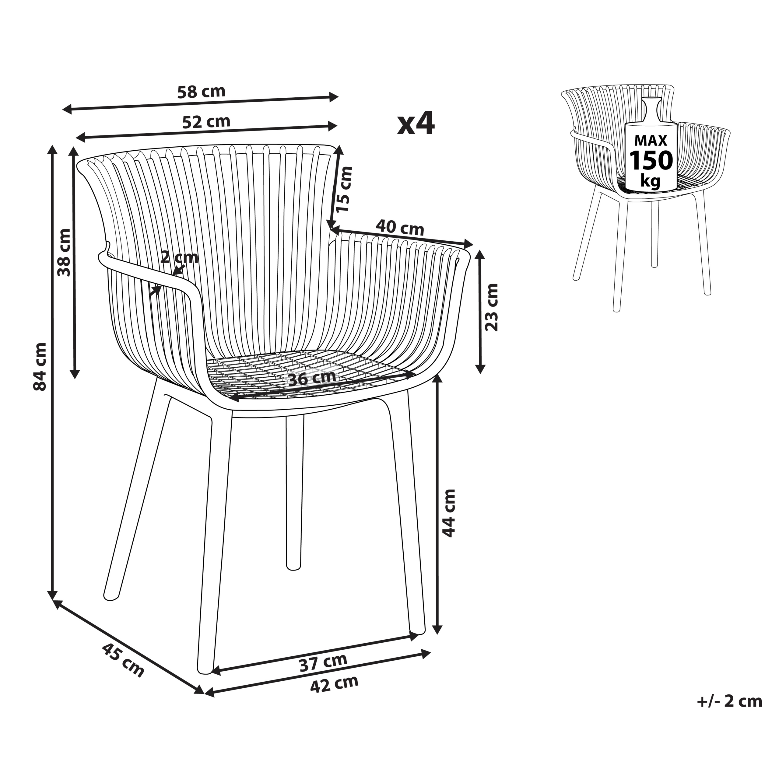 Set of 4 garden chairs PESARO Red [3]