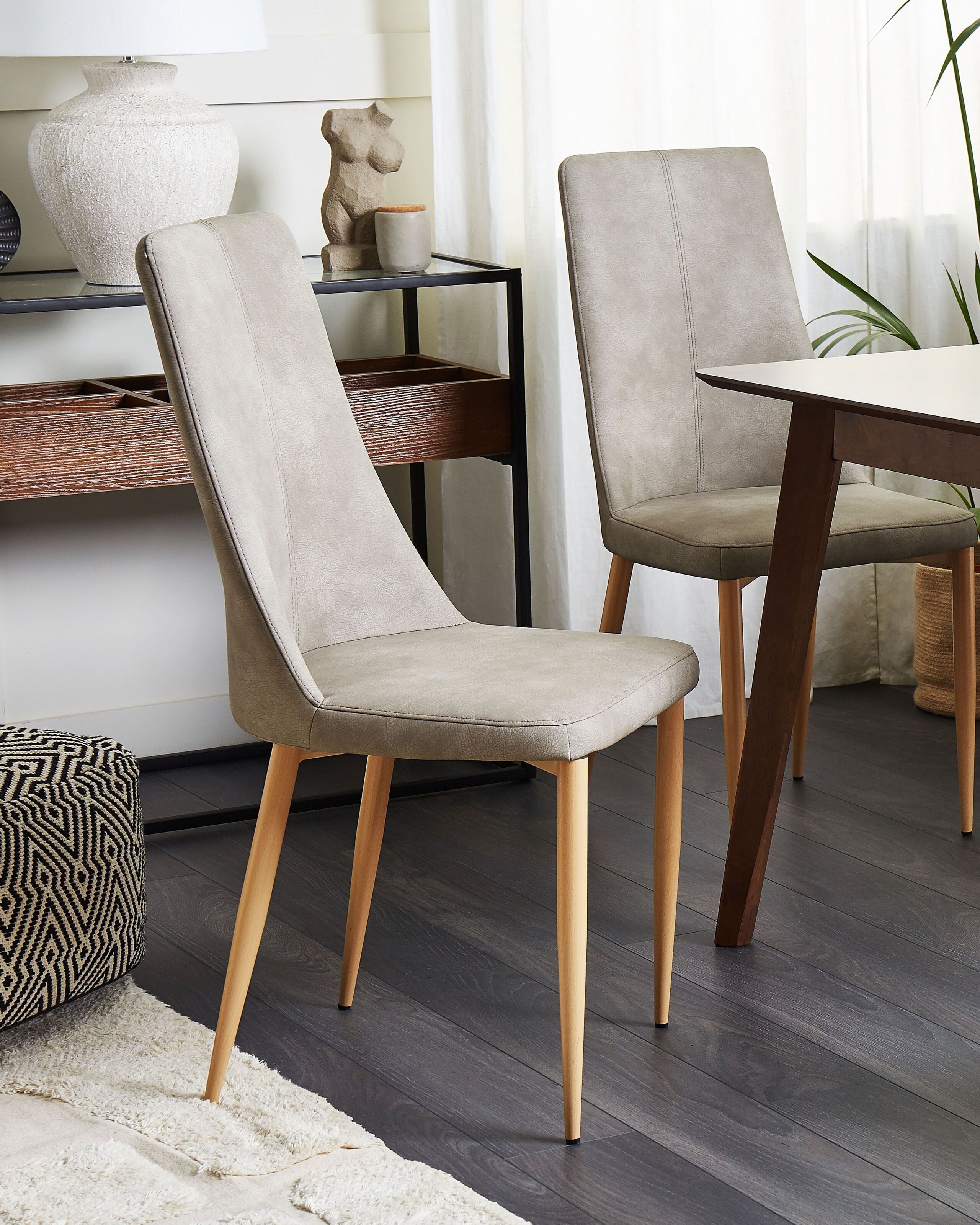 Scaun dining - Set of 2 dining chairs CLAYTON Light grey eco-leather