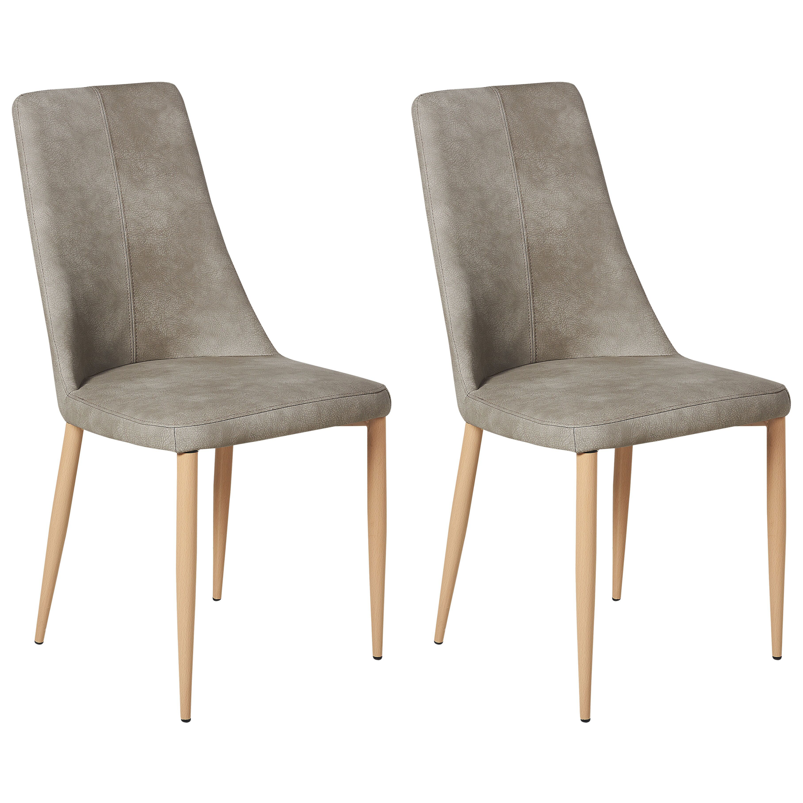 Set of 2 dining chairs CLAYTON Light grey eco-leather [2]