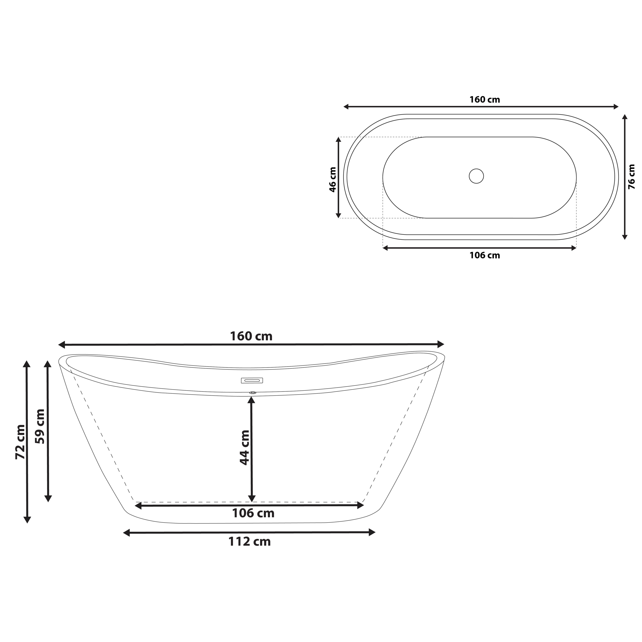 Cadă freestanding ANTIGUA 160 x 76 cm Roșu [3]