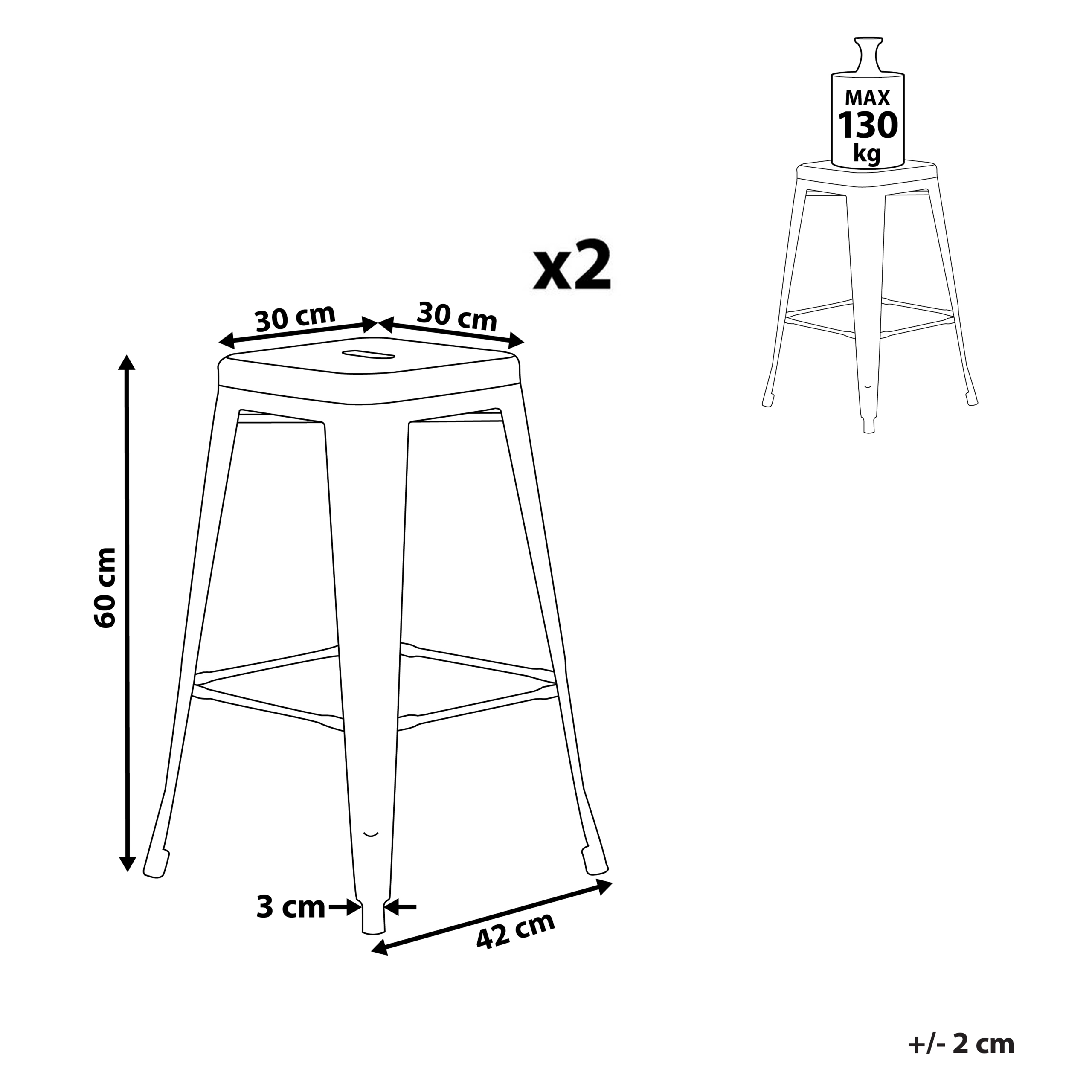 Set of 2 bar stools CABRILLO Metal Pink [3]